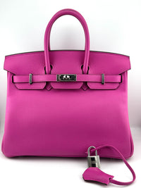 Thumbnail for Hermès Birkin 25 Novillo Leather Verso Magnolia/ Capucine Palladium Hardware