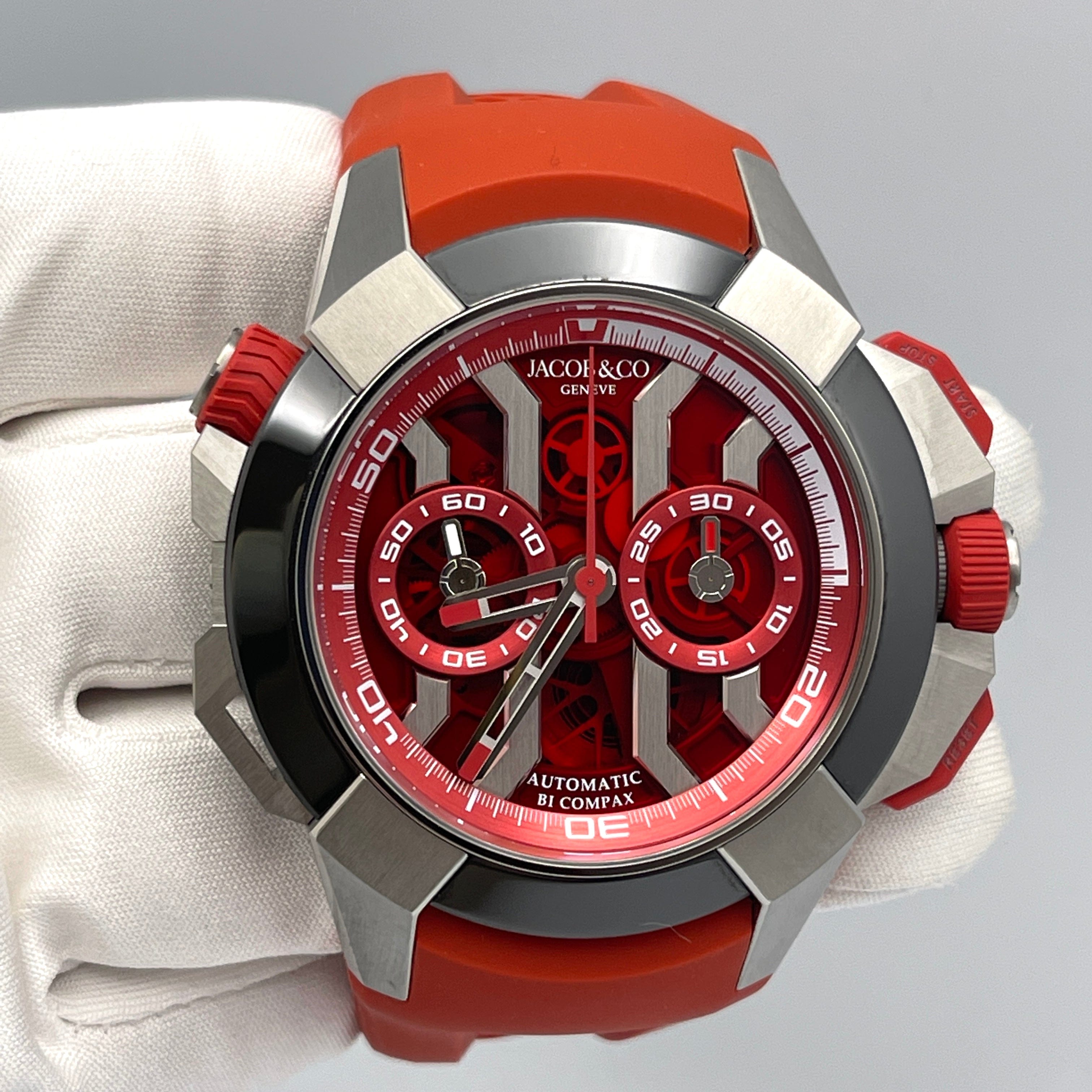 Luxury Watch Jacob & Co. Epic X Chrono Titanium Red Dial 47mm EC313.20.SB.RR.B wrist aficionado