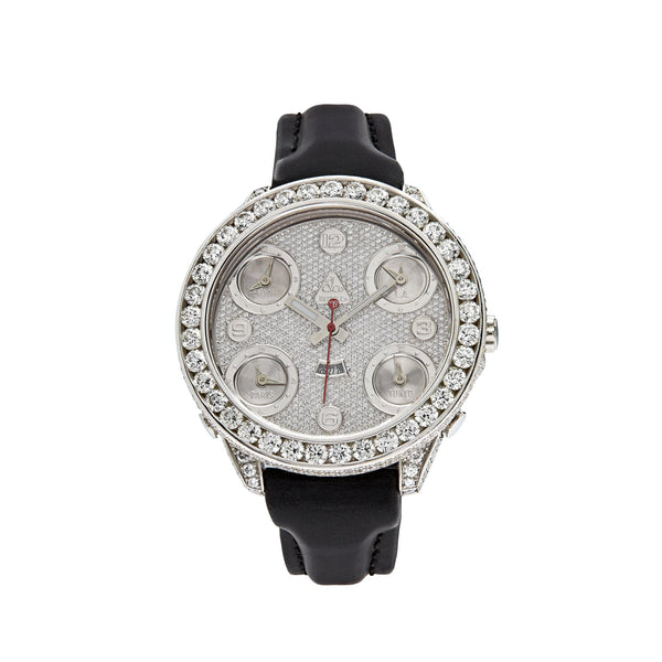 Jacob Co. Five Time Zone 40mm Steel Diamond Watch JCM 30