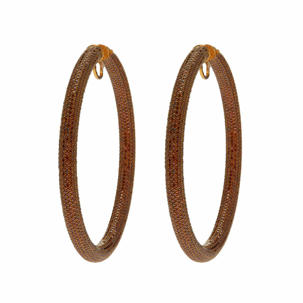 Earrings Jacob & Co. Hoop Earrings 18K Yellow Gold Pave Set with Brown Diamonds Wrist Aficionado