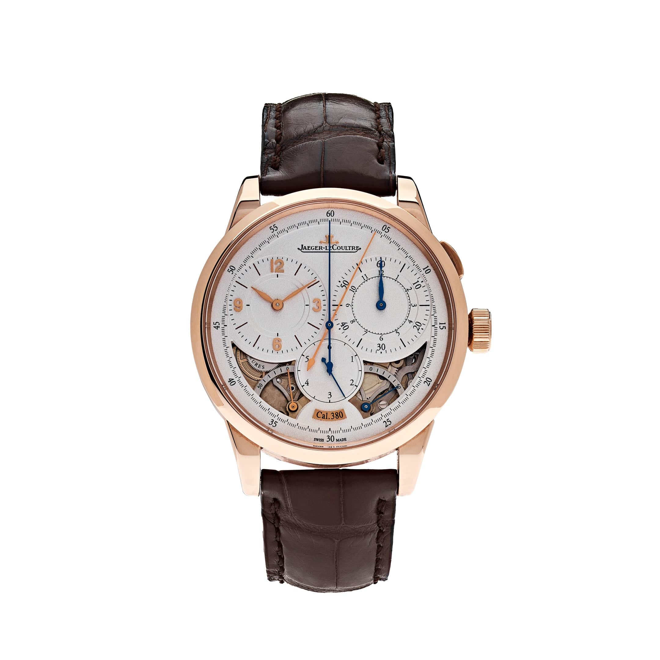 Jaeger LeCoultre Duometre Chronograph Rose Gold Silver Dial