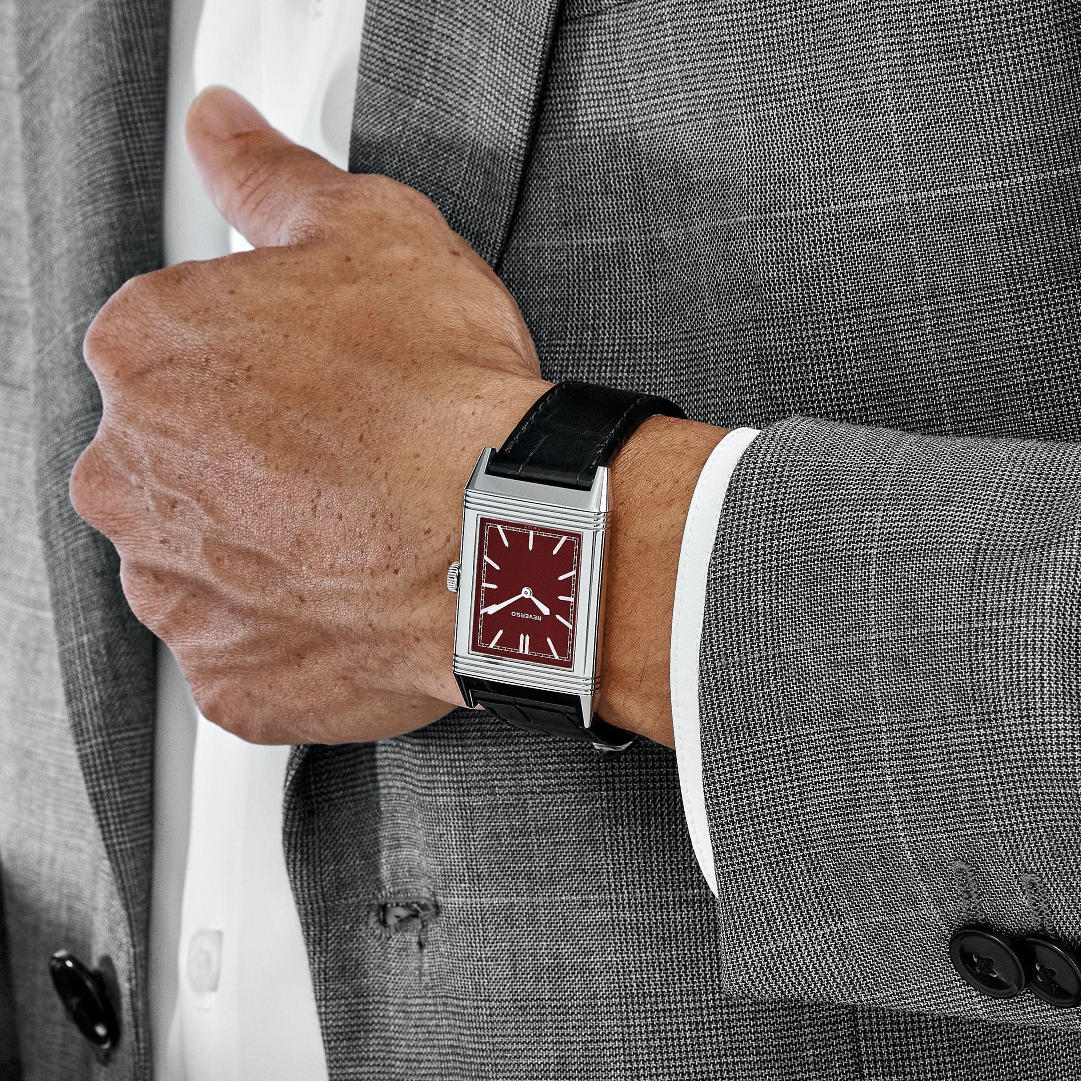 レッドリボルト　15P Jaeger-LeCoultre Reverso 278856J Stainless Steel Red Dial Special