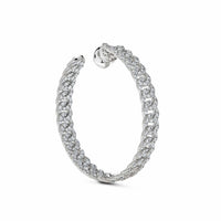 Thumbnail for Large Pave Diamond Chain Link Hoop Earrings Wrist Aficionado