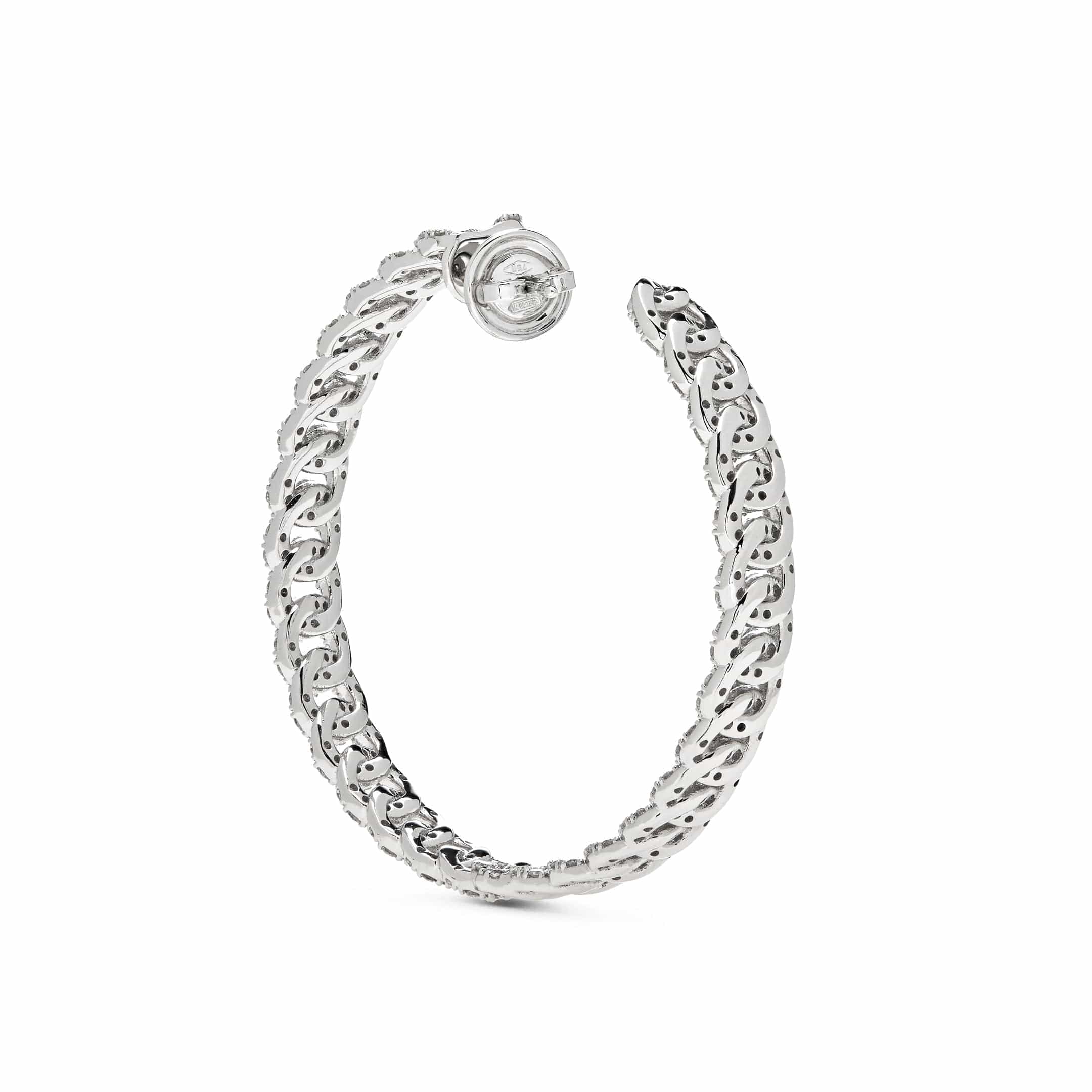 Large Pave Diamond Chain Link Hoop Earrings Wrist Aficionado