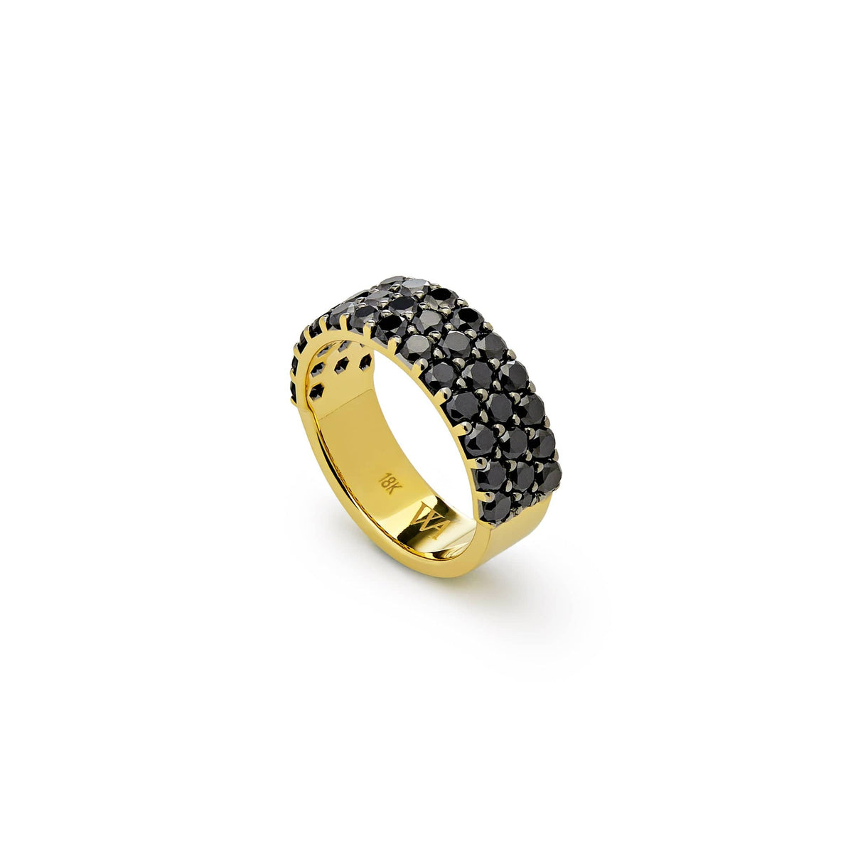 Mens 18k Yellow Gold Ring with Black Diamonds