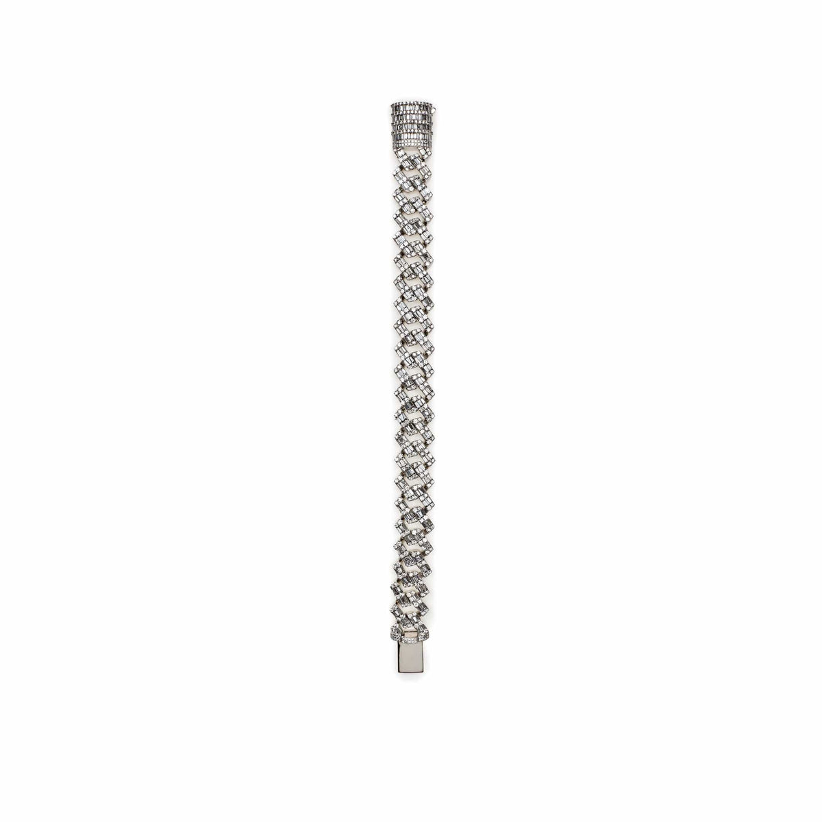 Mens Baguette Diamond Chain White Gold Bracelet