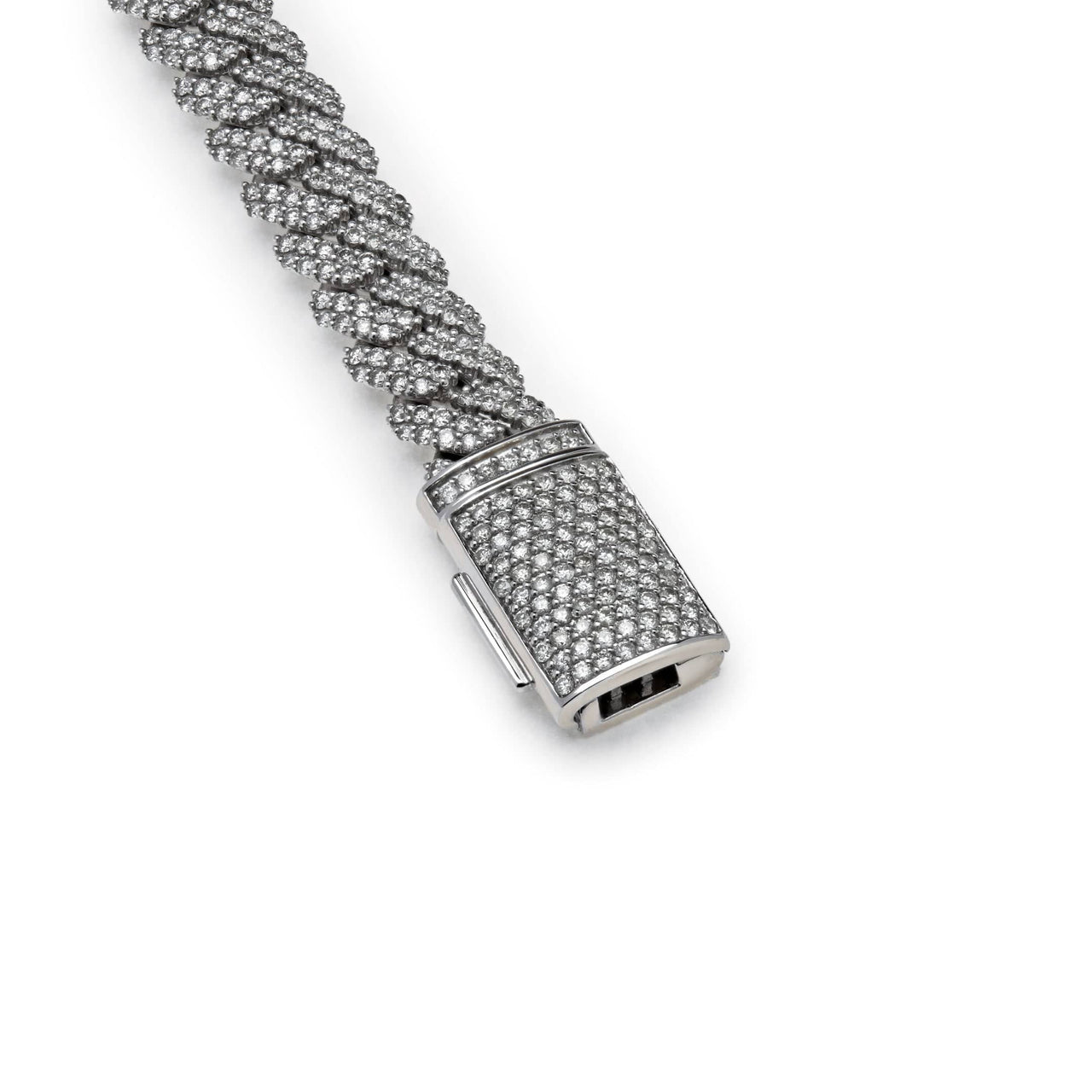 Mens Cuban Link Diamond Chain White Gold Bracelet SPC-CLB-129 Wrist Aficionado