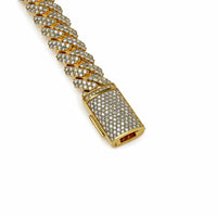 Thumbnail for Mens Cuban Link Diamond Chain Yellow Gold Bracelet SPCLB136Y-3 Wrist Aficionado