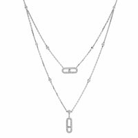 Thumbnail for Messika Move Uno 2 Rows Pavé White Gold Diamond Necklace