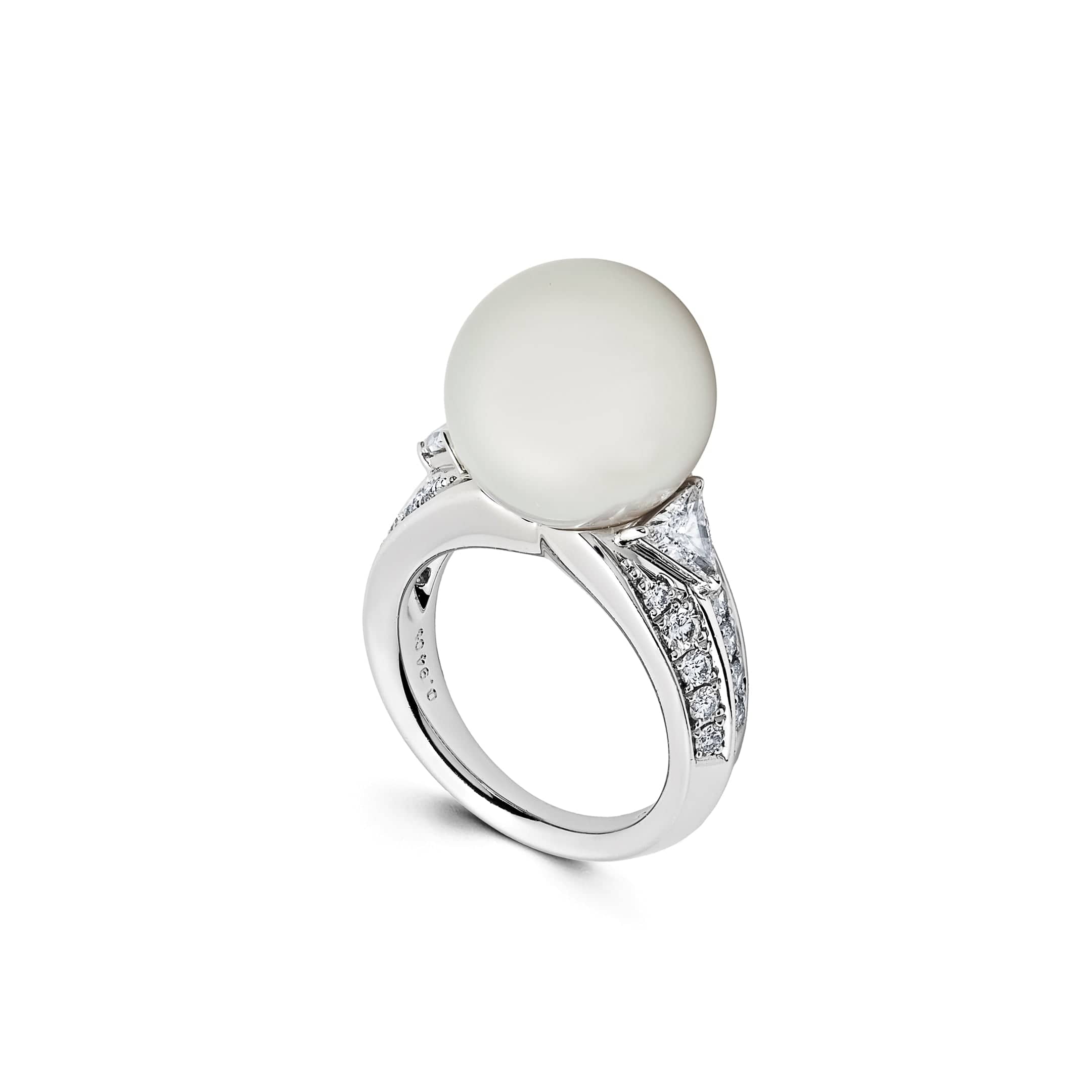 Mikimoto White South Sea Cultured Pearl and Diamond Ring