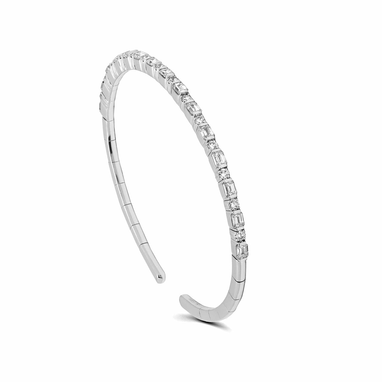 Mixed Diamond Flexible Cuff Bracelet