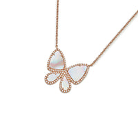 Thumbnail for Necklace Mother of Pearl and Diamond Butterfly Rose Gold Chain Pendant Wrist Aficionado