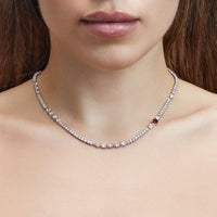 Thumbnail for Not Your Average Diamond Tennis Necklace with Ruby