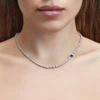 Thumbnail for Not Your Average Diamond Tennis Necklace with Sapphire