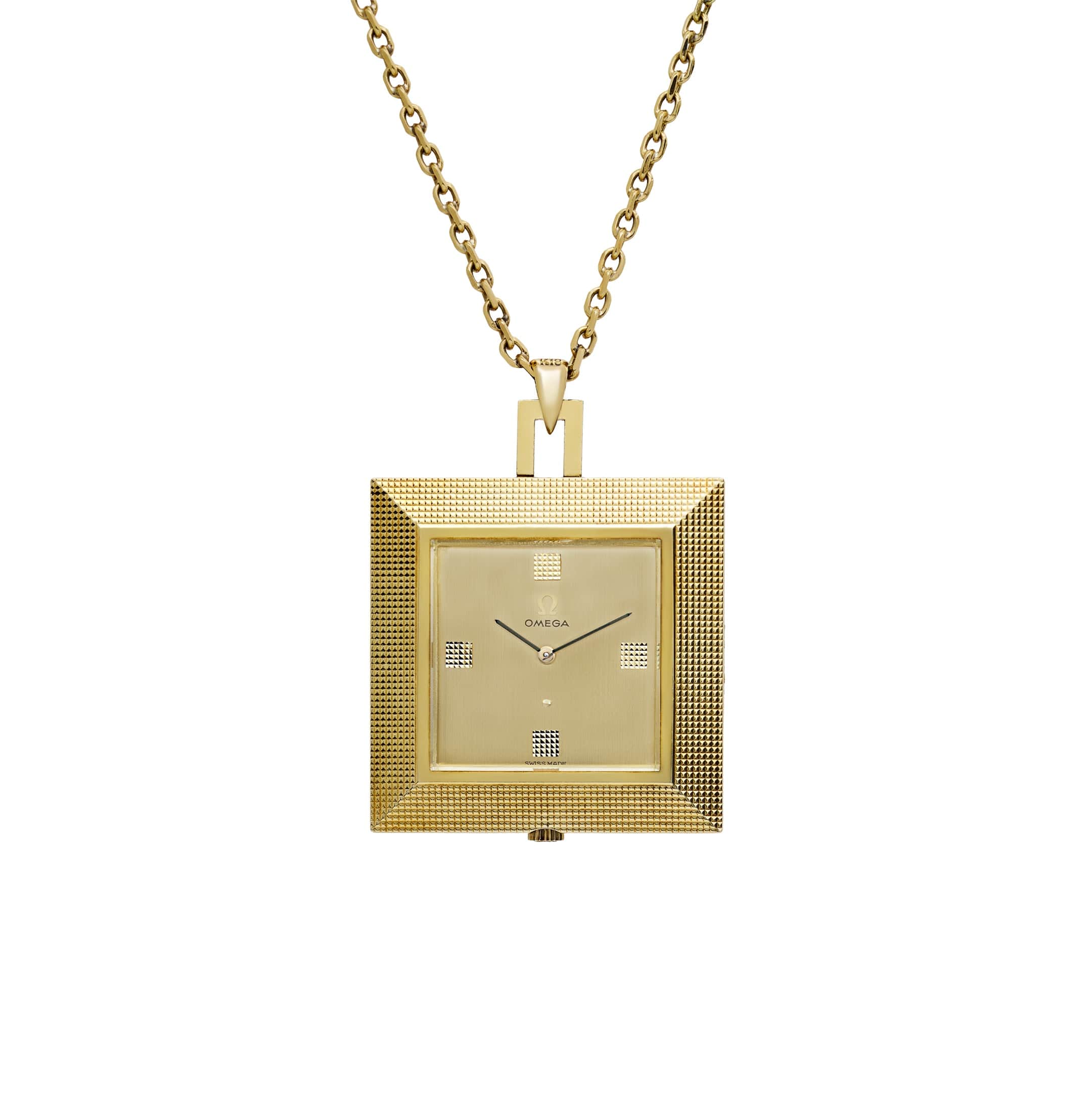Omega Square Pocket Watch 1715 Yellow Gold Gold Dial