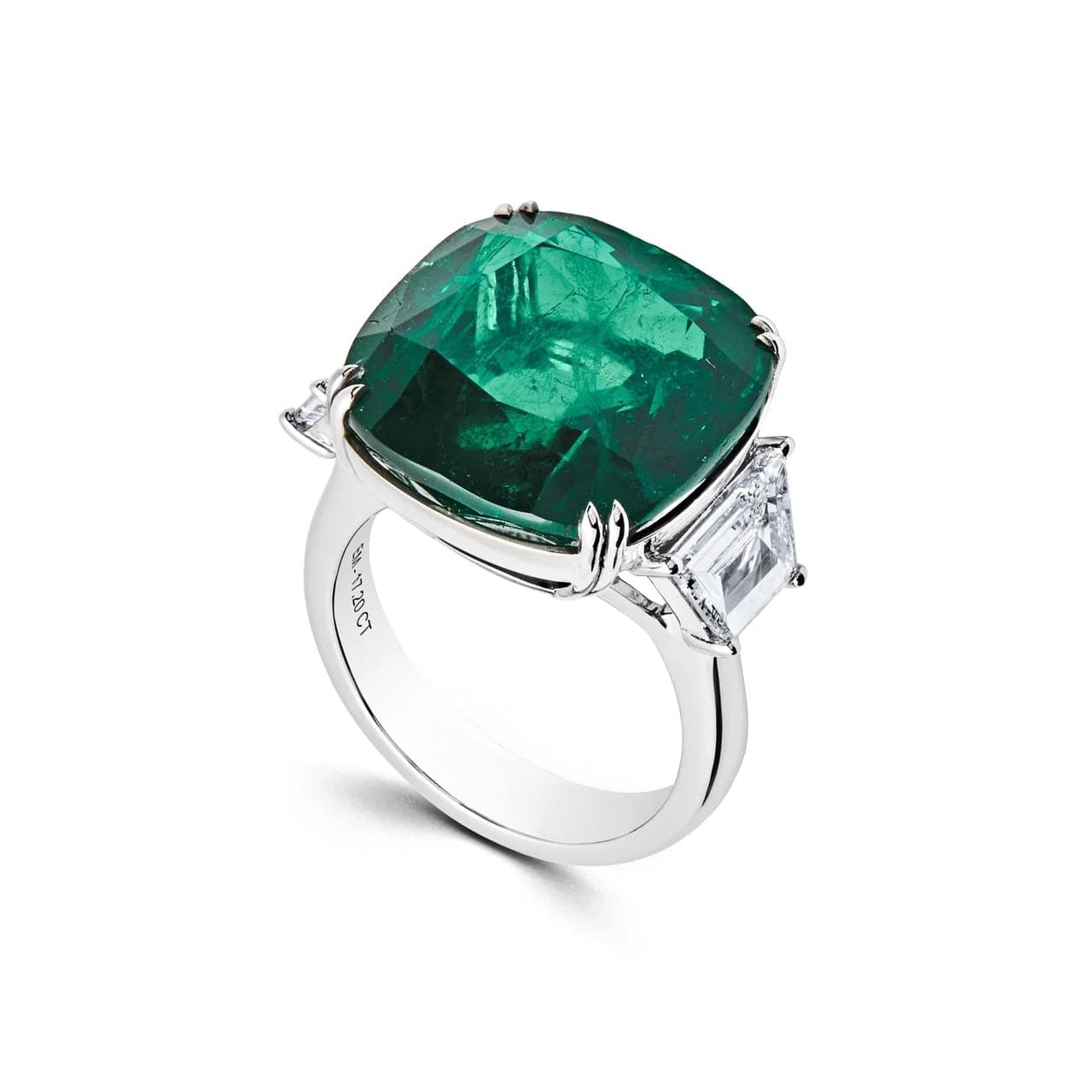 One-of-a-Kind Cushion-Cut Emerald Ring With Diamonds