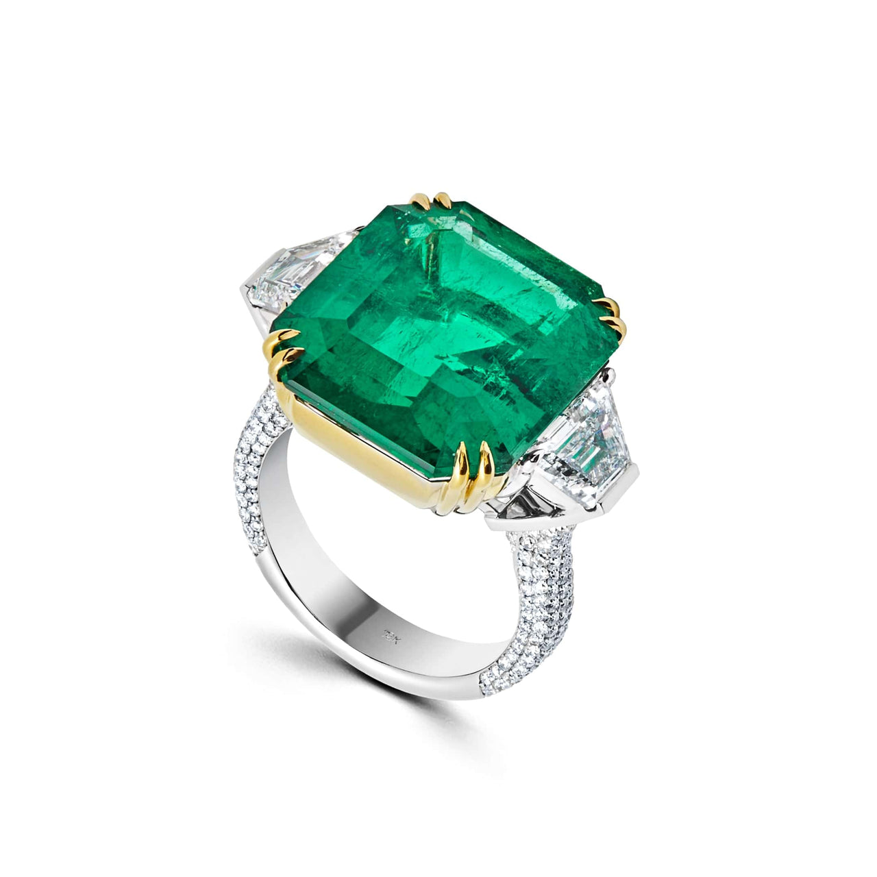 One-of-a-Kind Octagonal-Cut Colombian Emerald Ring With Diamonds