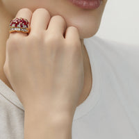 Thumbnail for Oval Marquise Ruby and Diamond Dome Ring