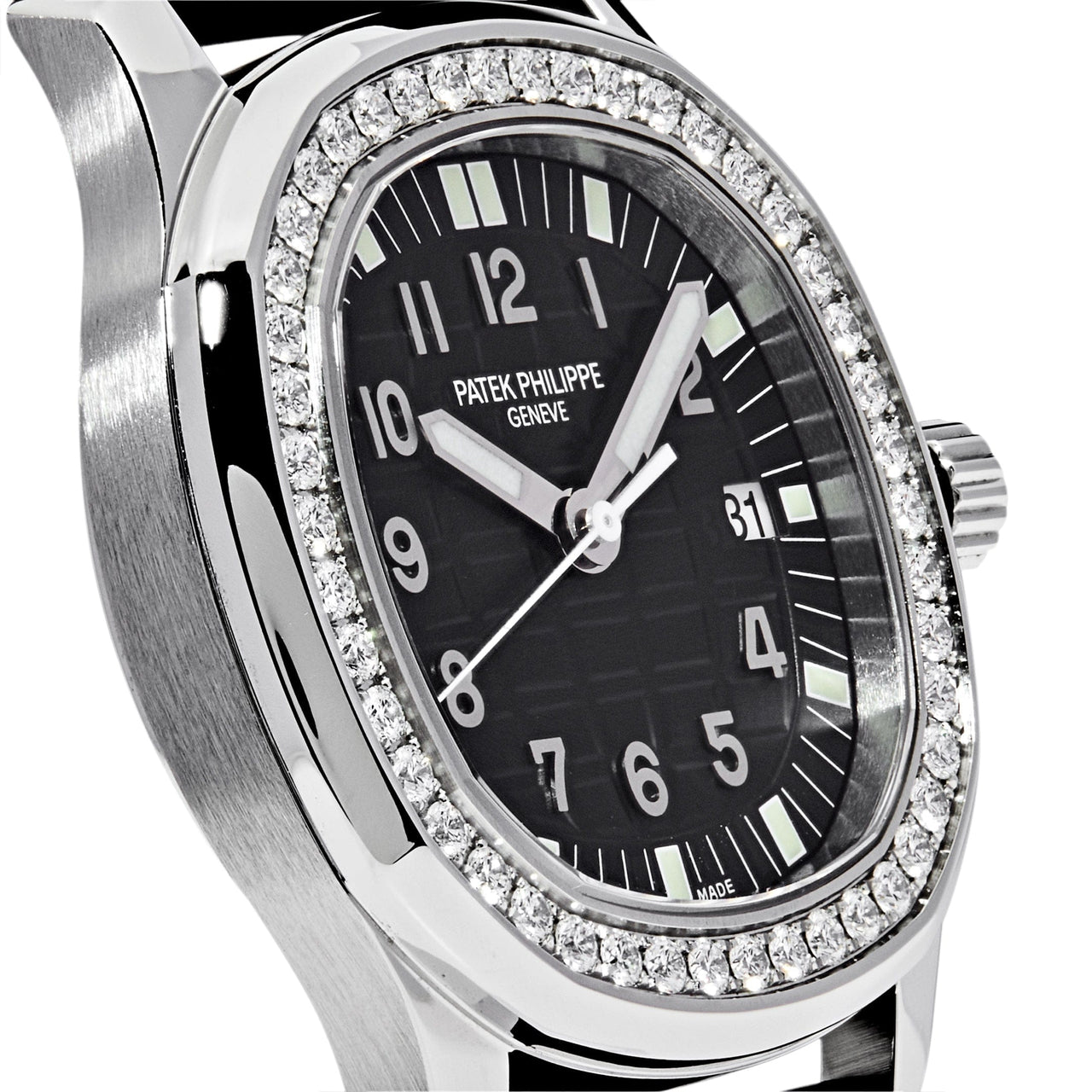 Luxury Watch Patek Philippe Aquanaut Steel Black Dial Diamond Bezel 5067A-001 Wrist Aficionado