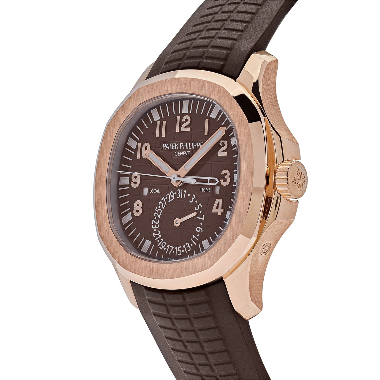 Luxury Watch Patek Philippe Aquanaut Travel Time Brown Dial Rose Gold 5164R-001 Wrist Aficionado