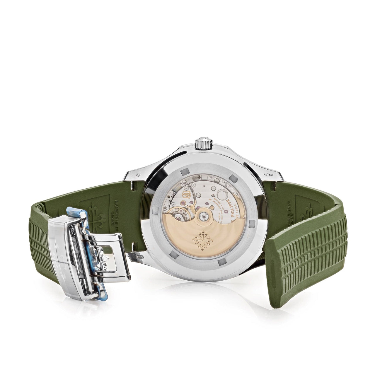 Luxury Watch Patek Philippe Aquanaut "Jumbo" White Gold Khaki Green 5168G-010 Wrist Aficionado