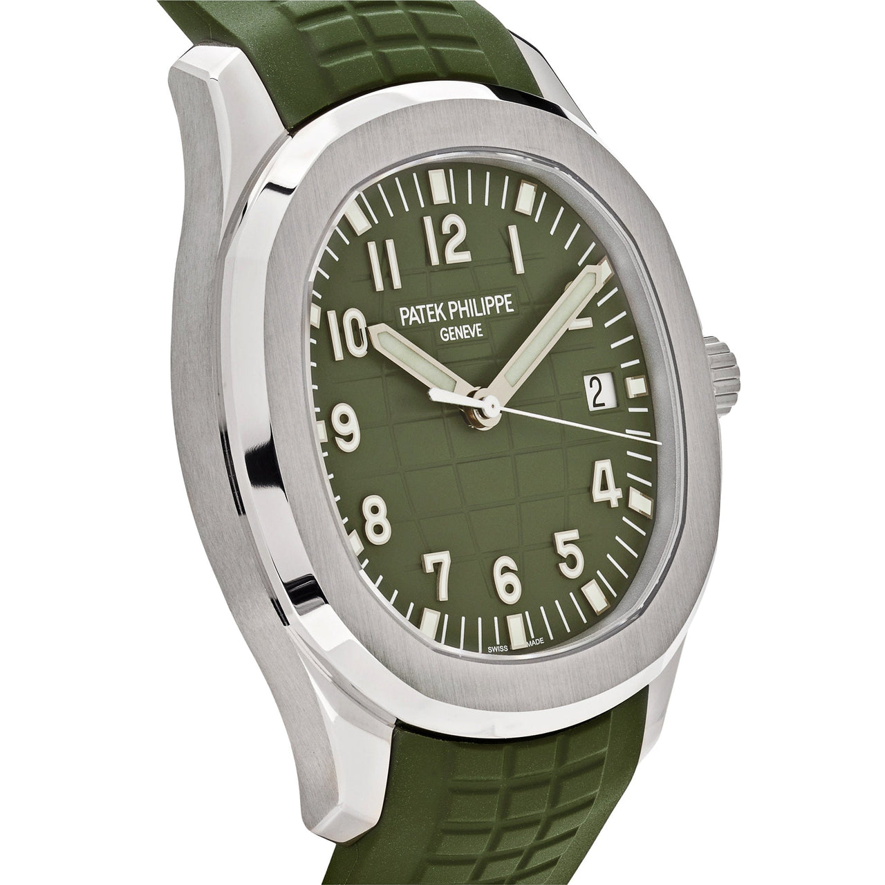 Luxury Watch Patek Philippe Aquanaut "Jumbo" White Gold Khaki Green 5168G-010 Wrist Aficionado