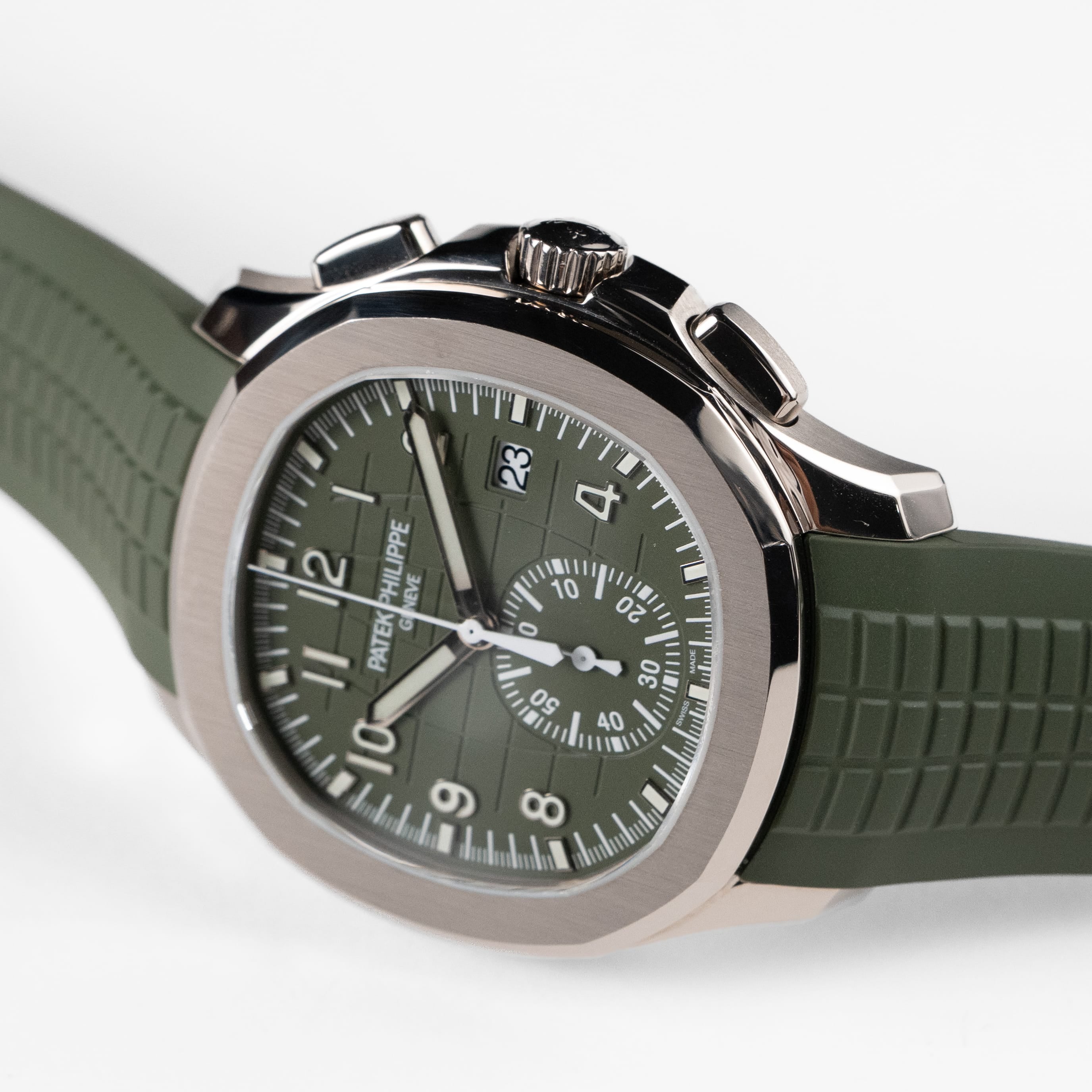 Patek Philippe Aquanaut 5968G-010 Chronograph White Gold Khaki Green Dial (2021)