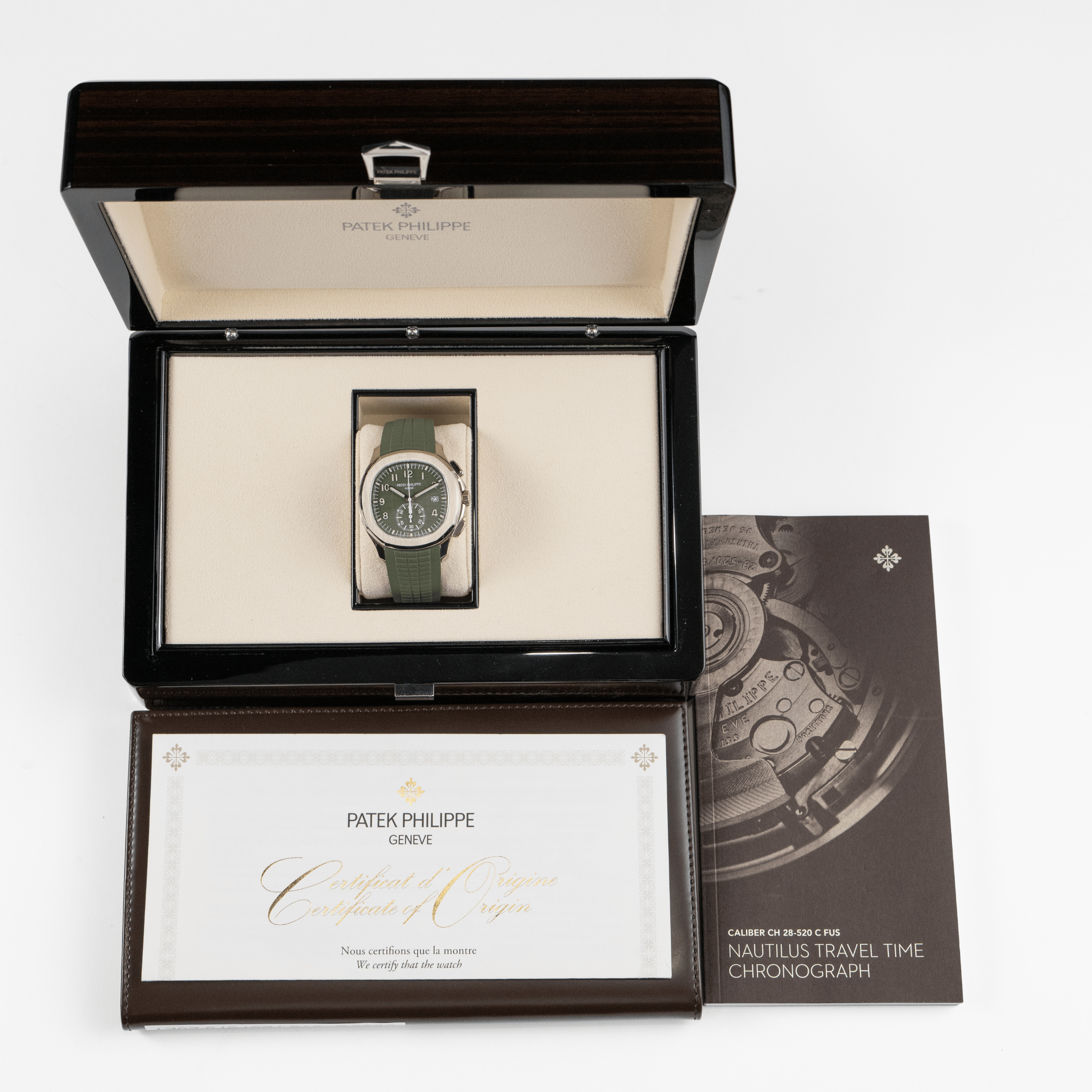 Patek Philippe Aquanaut 5968G-010 Chronograph White Gold Khaki Green Dial (2021)