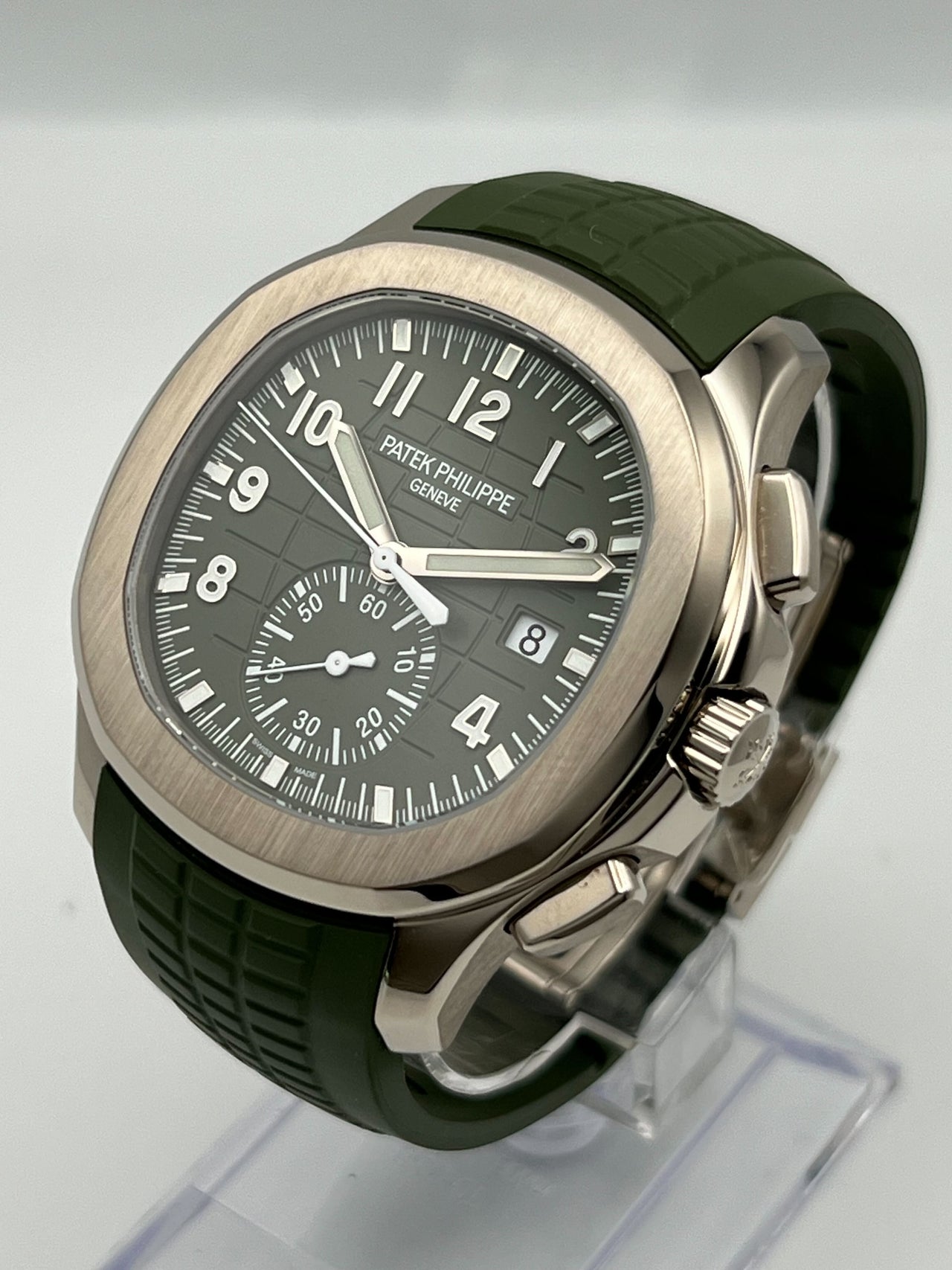 Patek Philippe Aquanaut 5968G-010 Chronograph White Gold Khaki Green Dial