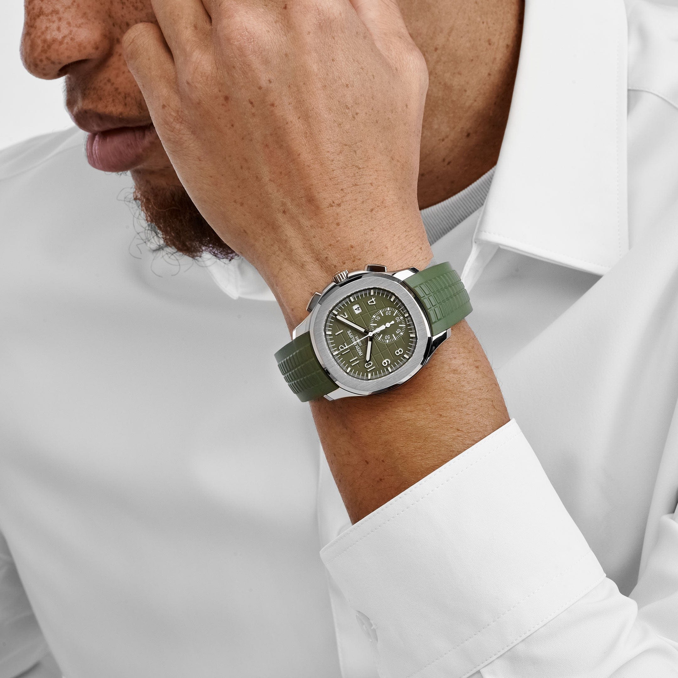Patek Philippe Aquanaut 5968G-010 Chronograph White Gold Khaki Green Dial Uncut