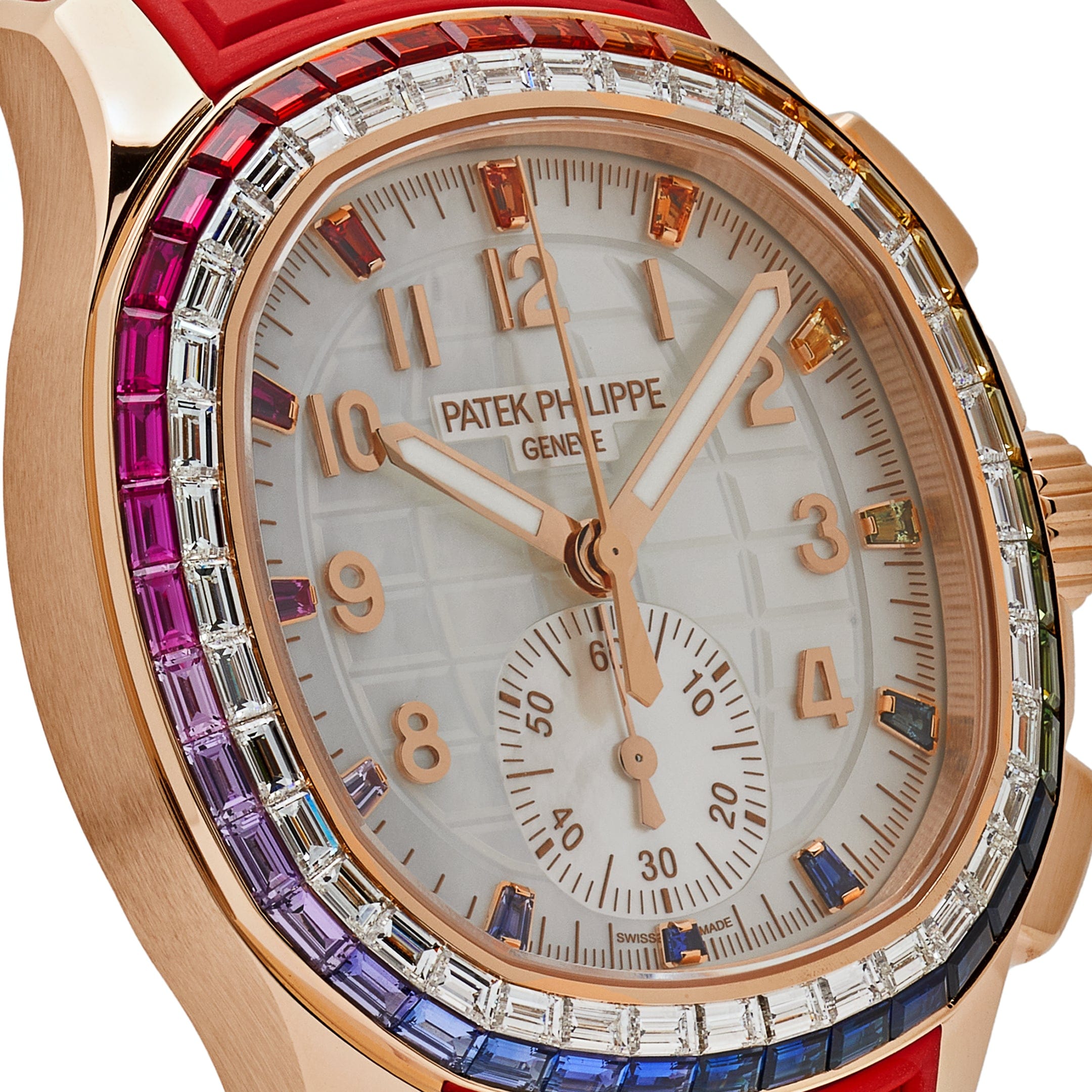 Patek Philippe Aquanaut Luce 7968/300R-001 Rose Gold 'Rainbow' Bezel Mother Of Pearl Dial