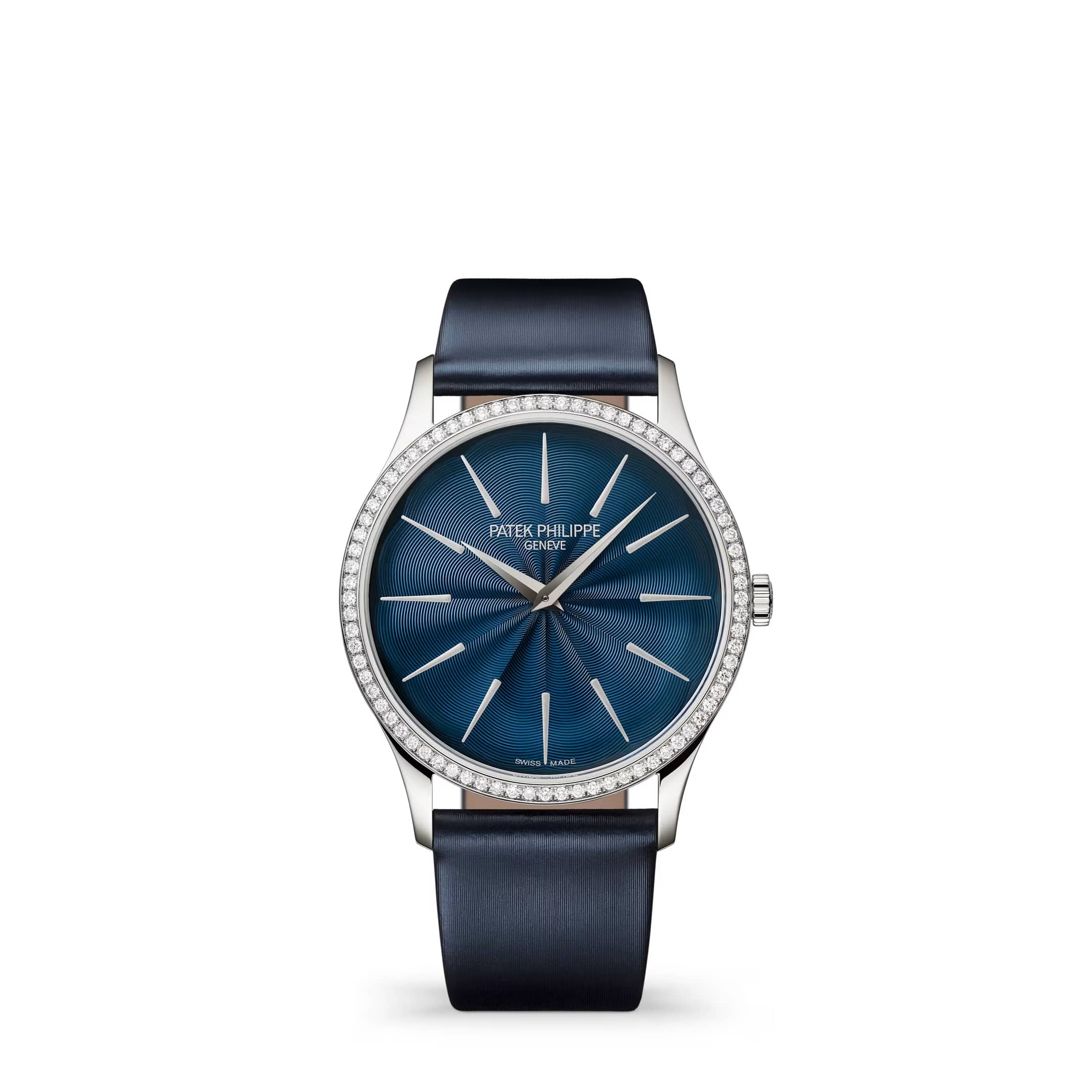 Patek Philippe Calatrava 4997/200G-001 White Gold Blue Dial Diamond Bezel