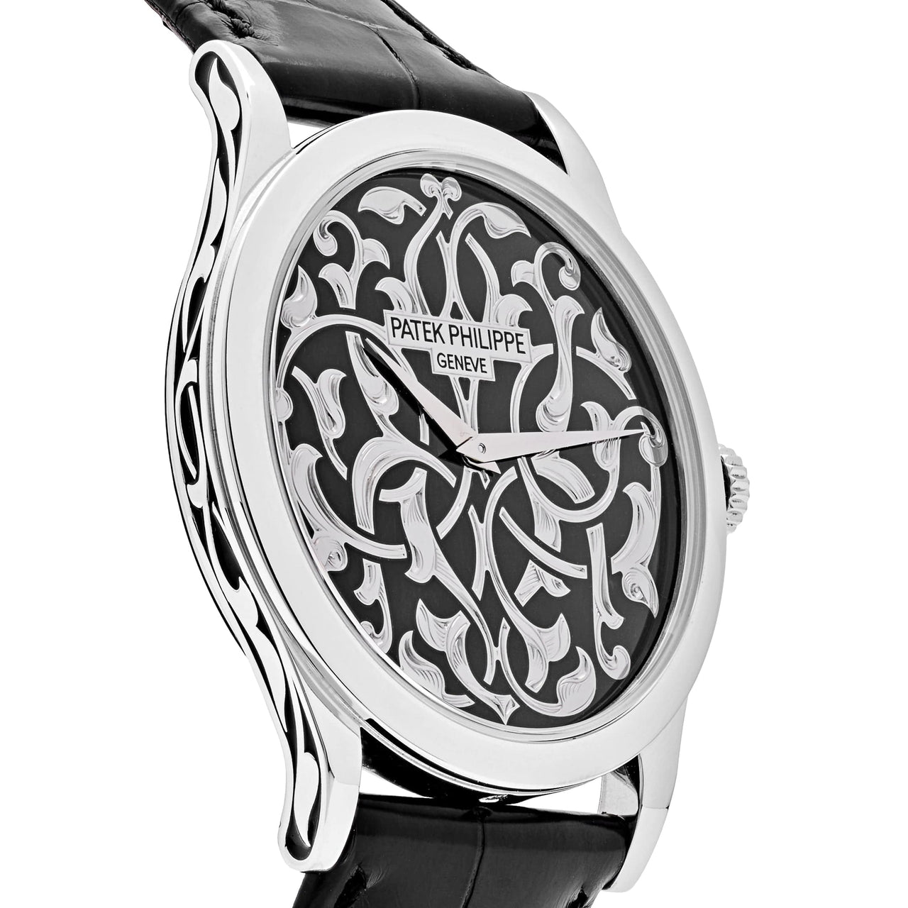 Patek Philippe Calatrava Platinum Engraved Black Dial 5088/100P-001 Wrist Aficionado