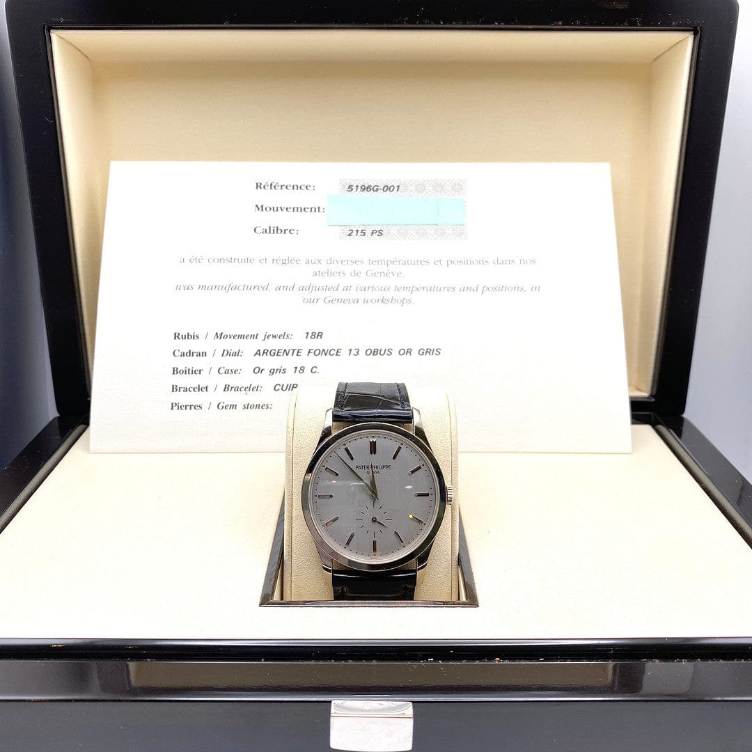 Luxury Watch Patek Philippe Calatrava Manual Winding White Gold 5196G Wrist Aficionado
