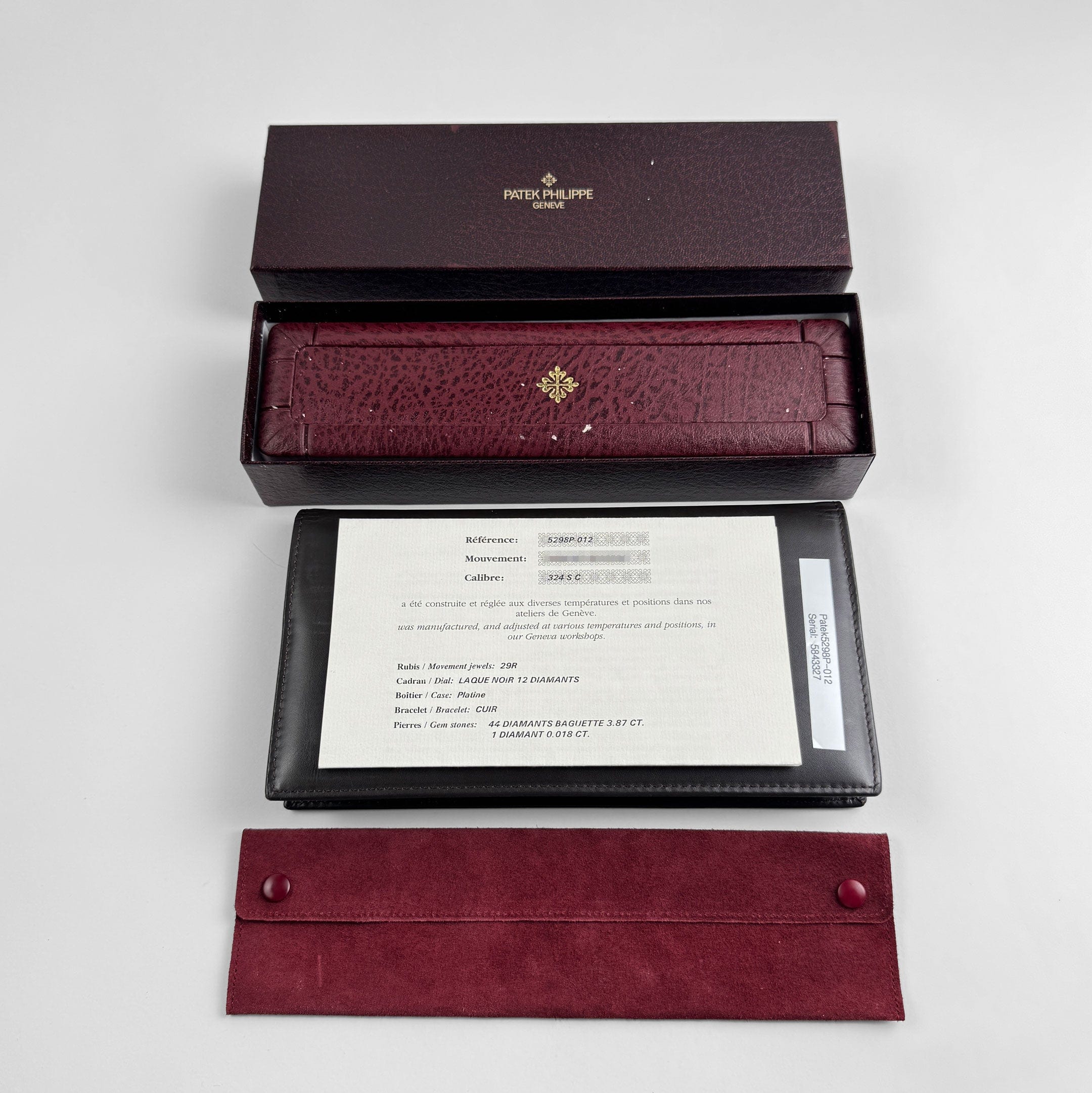 Patek Philippe Calatrava 5298P-012 Platinum Black Diamond Dial Diamond Bezel (2015)