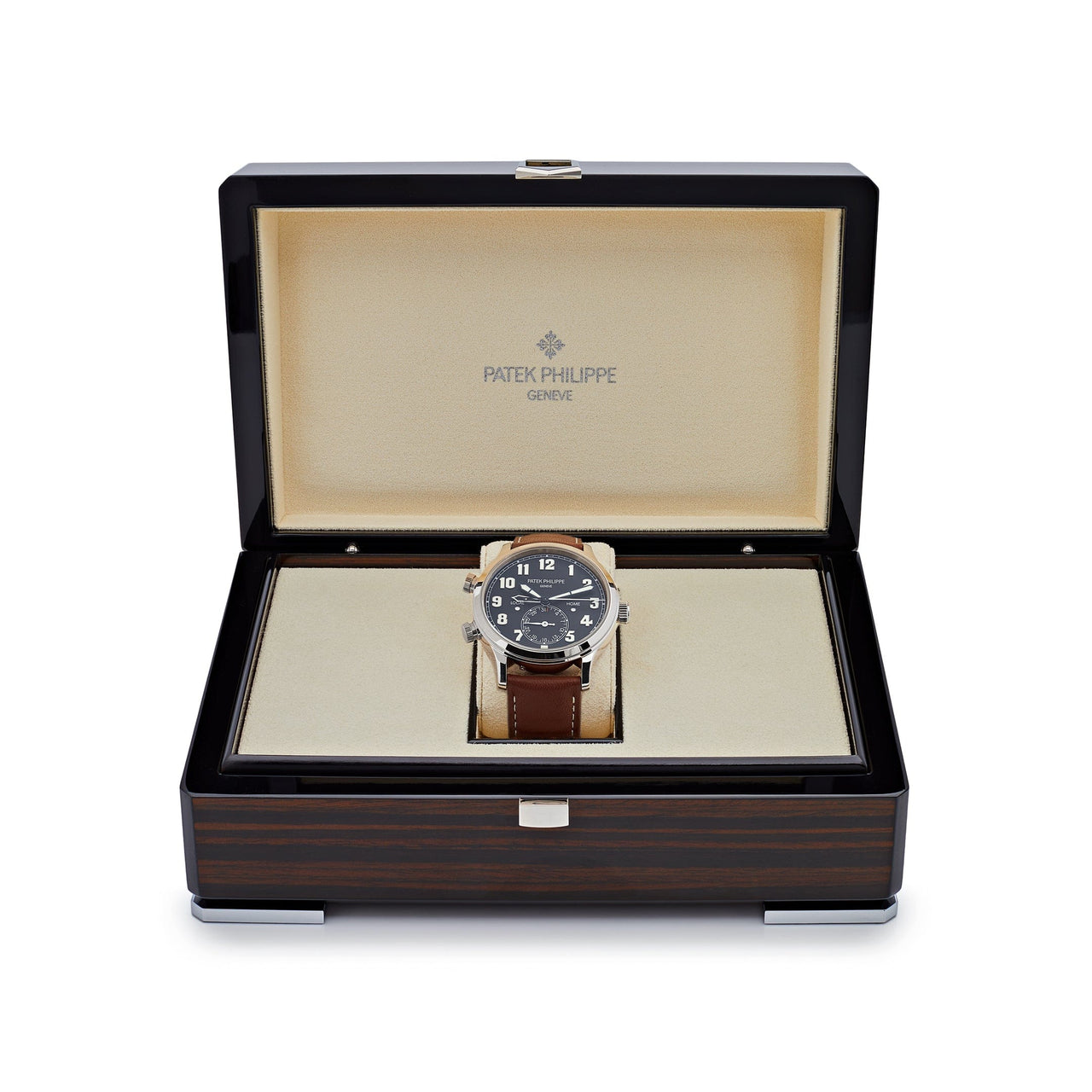 Luxury Watch Patek Philippe Calatrava Pilot Travel Time White Gold 5524G-001 Wrist Aficionado