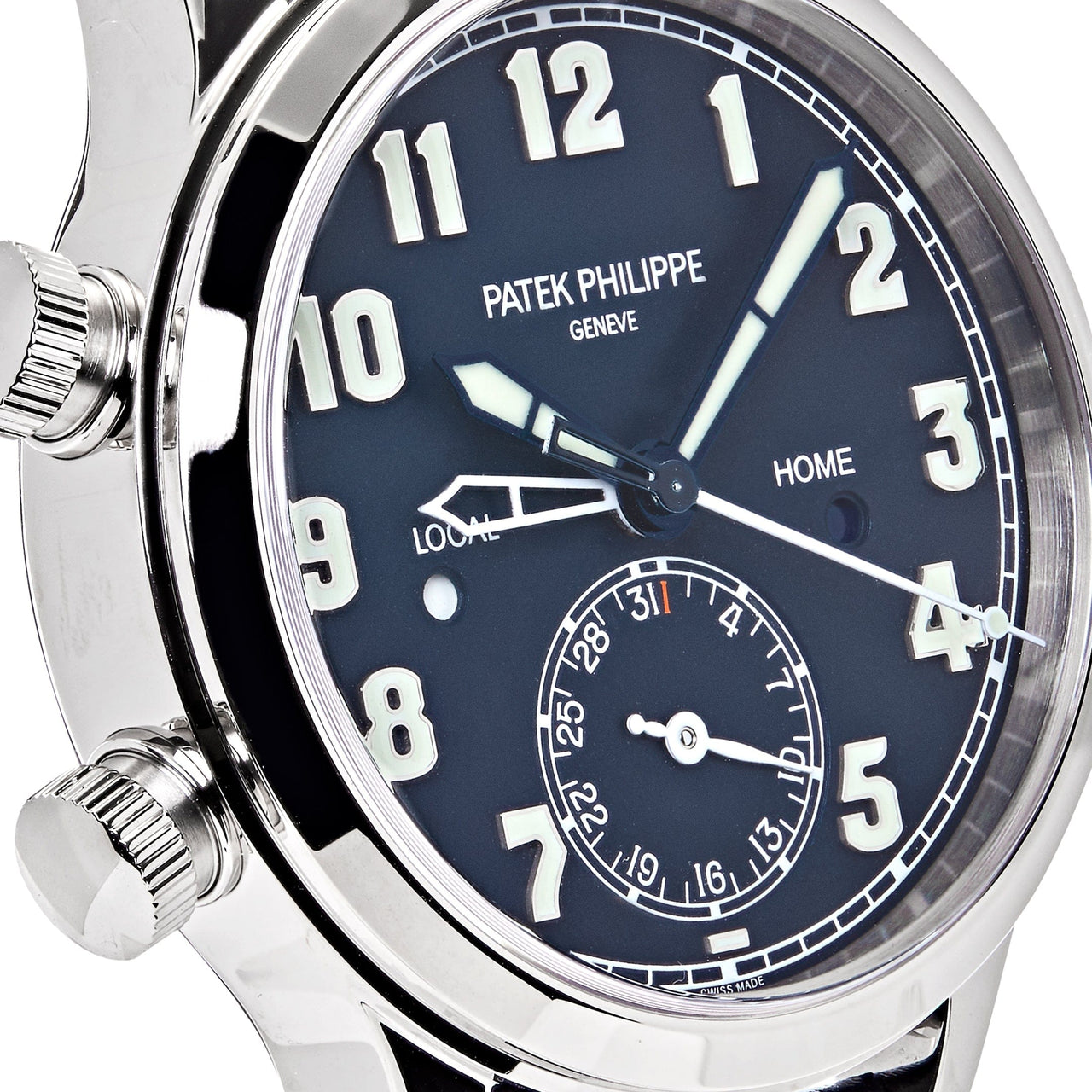 Luxury Watch Patek Philippe Calatrava Pilot Travel Time White Gold 7234G-001 Wrist Aficionado