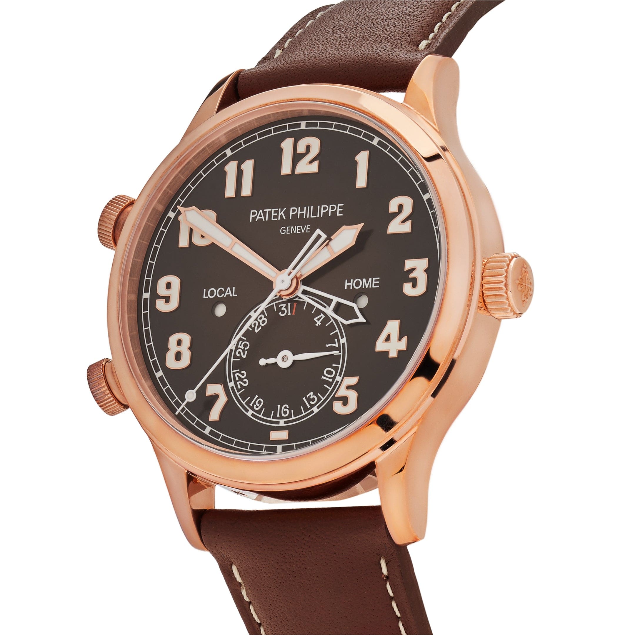 Luxury Watch Patek Philippe Calatrava Pilot Travel Time Rose Gold 5524R-001 (Draft) Wrist Aficionado