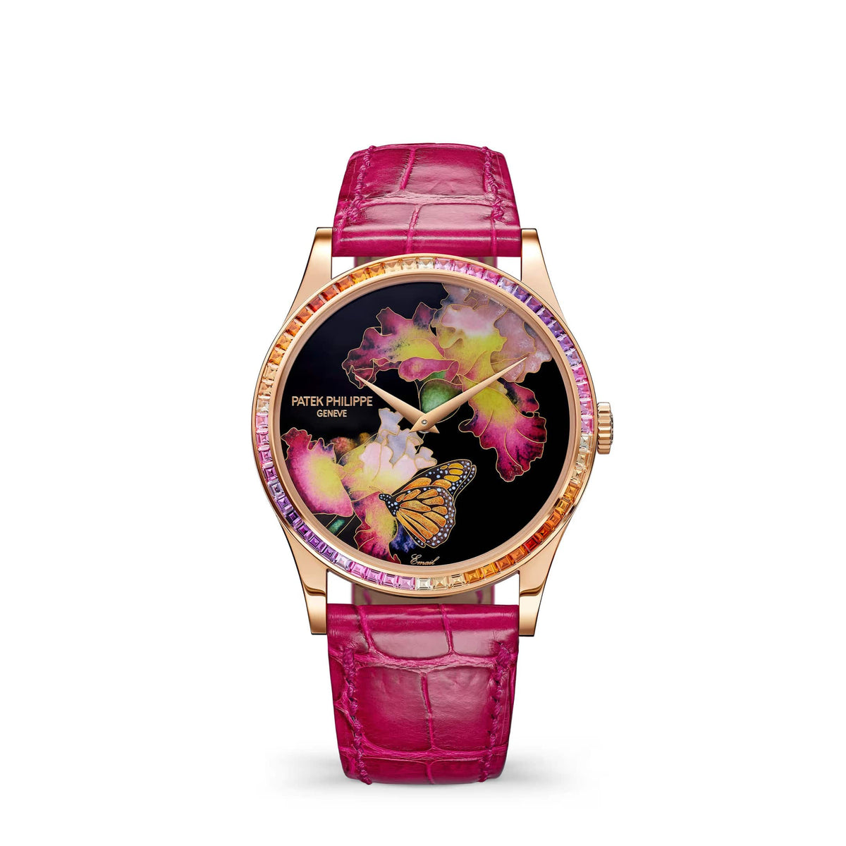 Patek Philippe Calatrava Rare Handcrafts 5077/356R-001 'Pink Butterfly' Rose Gold Cloisonne Enamel Dial Sapphire Spessartite Bezel Limited Edition of 10 (2026)