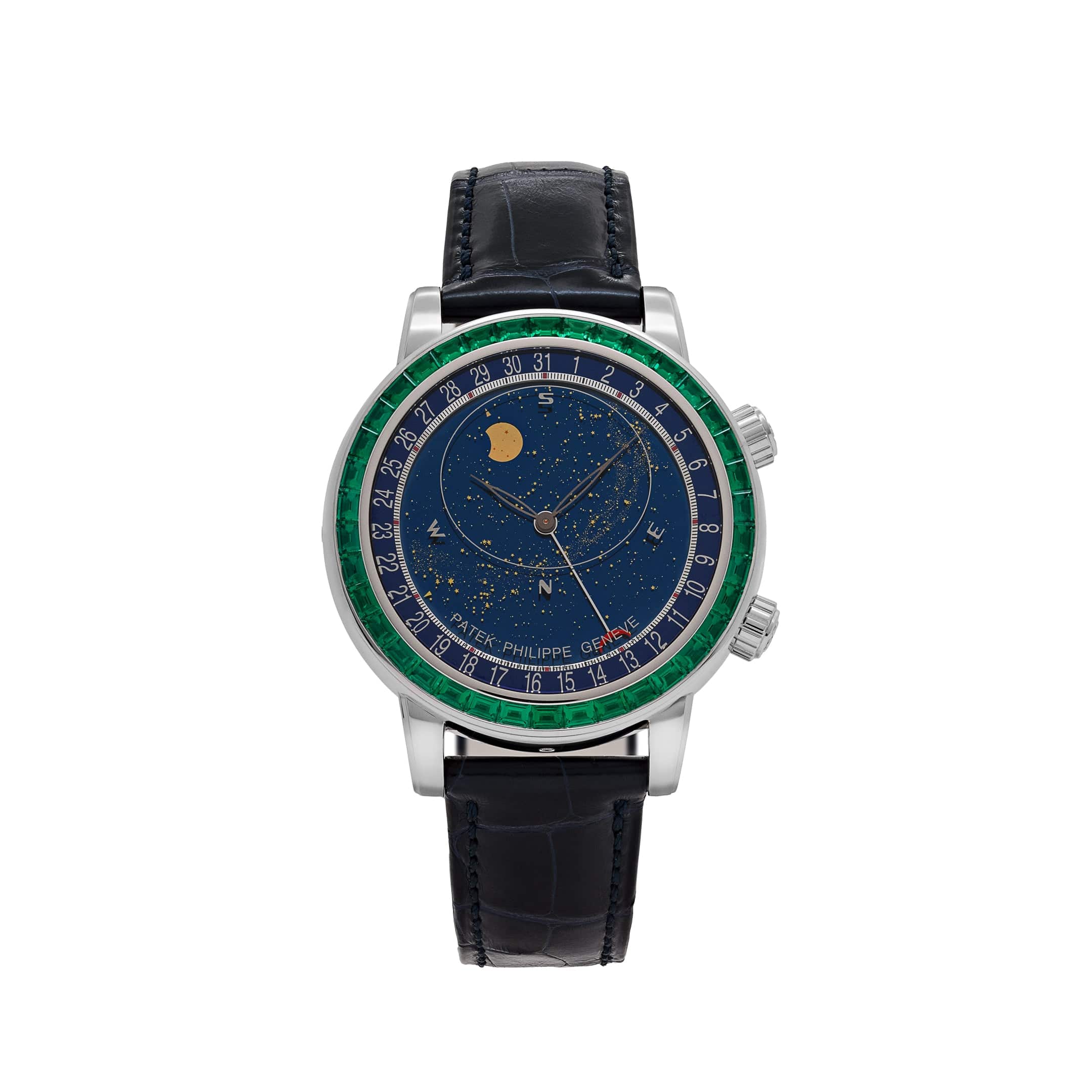 Patek Philippe Celestial Joaillerie Grand Complications 6104/13P-010 Platinum Blue Dial Emerald Bezel (2025)