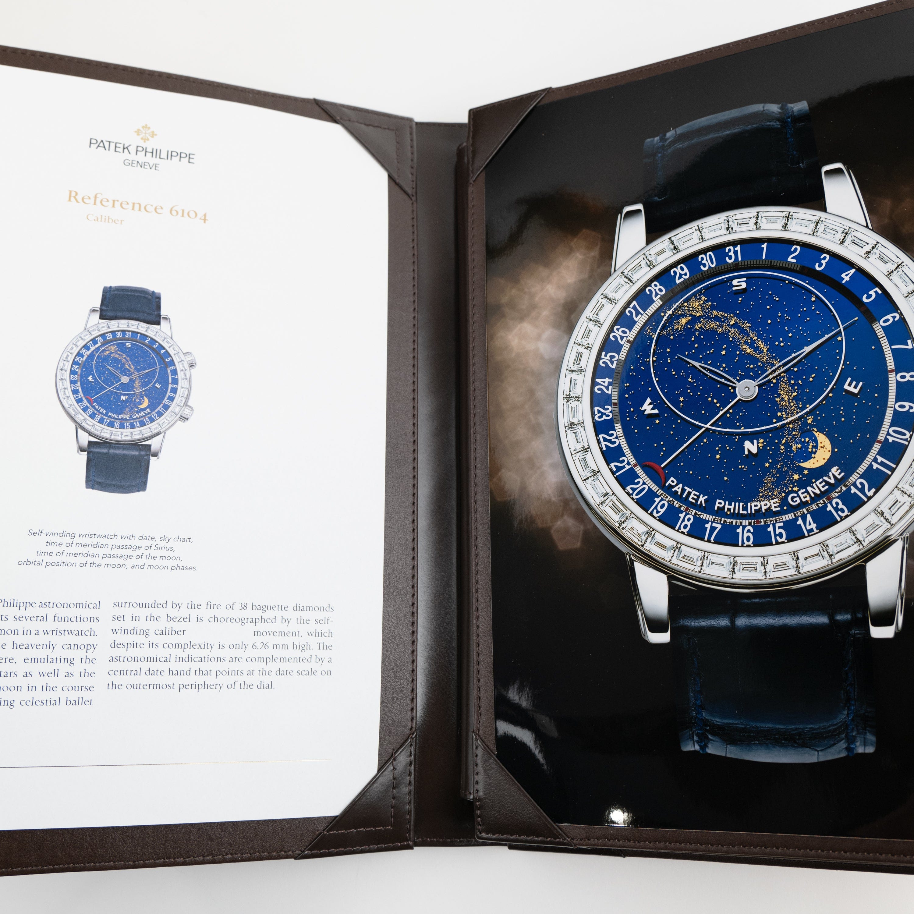 Patek Philippe Celestial Joaillerie Grand Complications 6104P-010 Platinum Blue Dial Diamond Baguette Bezel (2025)