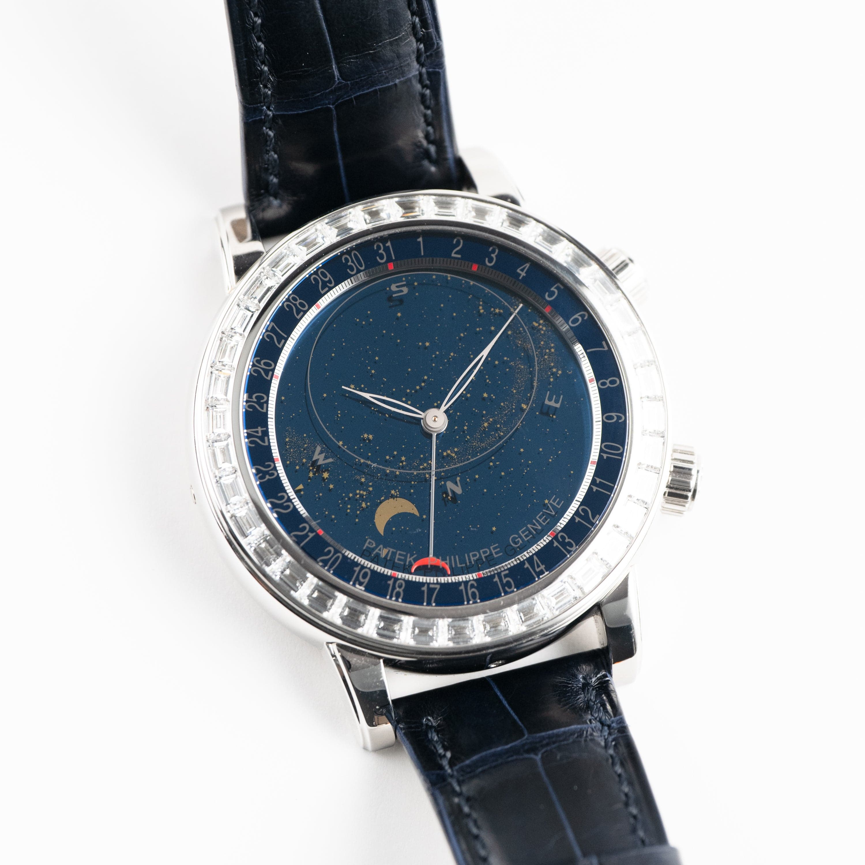 Patek Philippe Celestial Joaillerie Grand Complications 6104P-010 Platinum Blue Dial Diamond Baguette Bezel (2025)