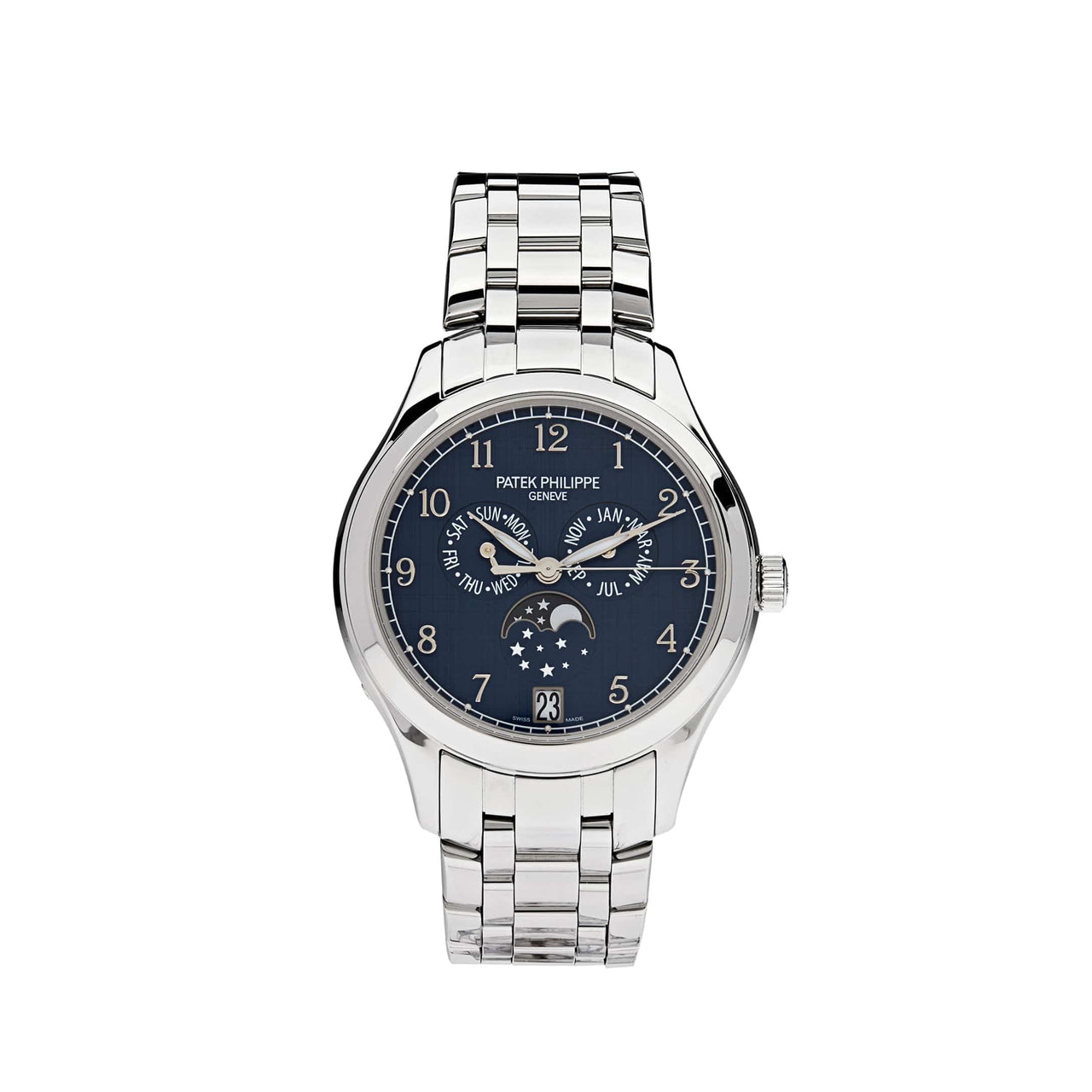 Luxury Watch Patek Philippe Complications Annual Calendar Moon Phases 4947/1A-001 Wrist Aficionado