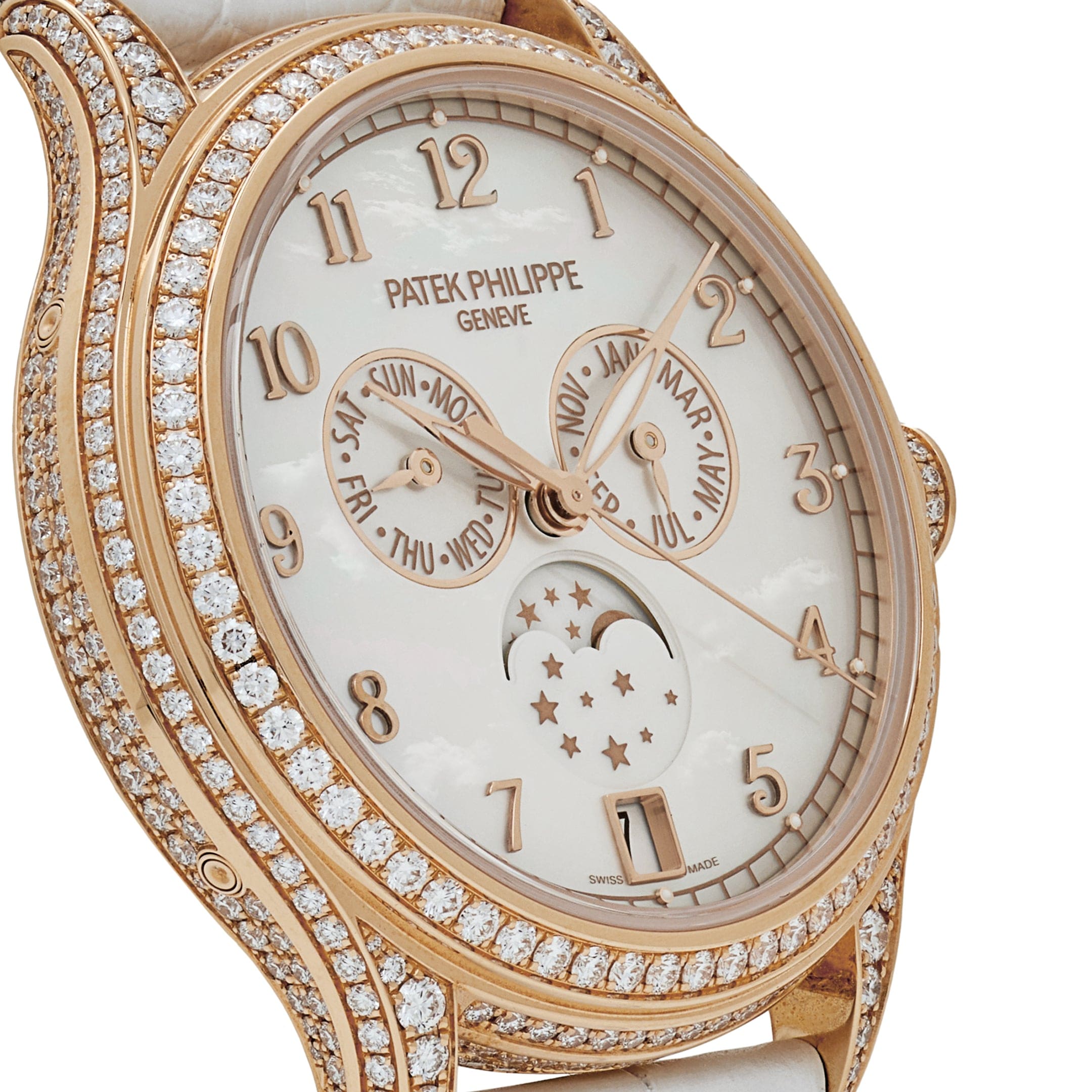 Patek Philippe Complications 4948R-001 Annual Calendar Moon Phases Rose Gold  Mother-of-Pearl Dial Diamond Bezel (2022)