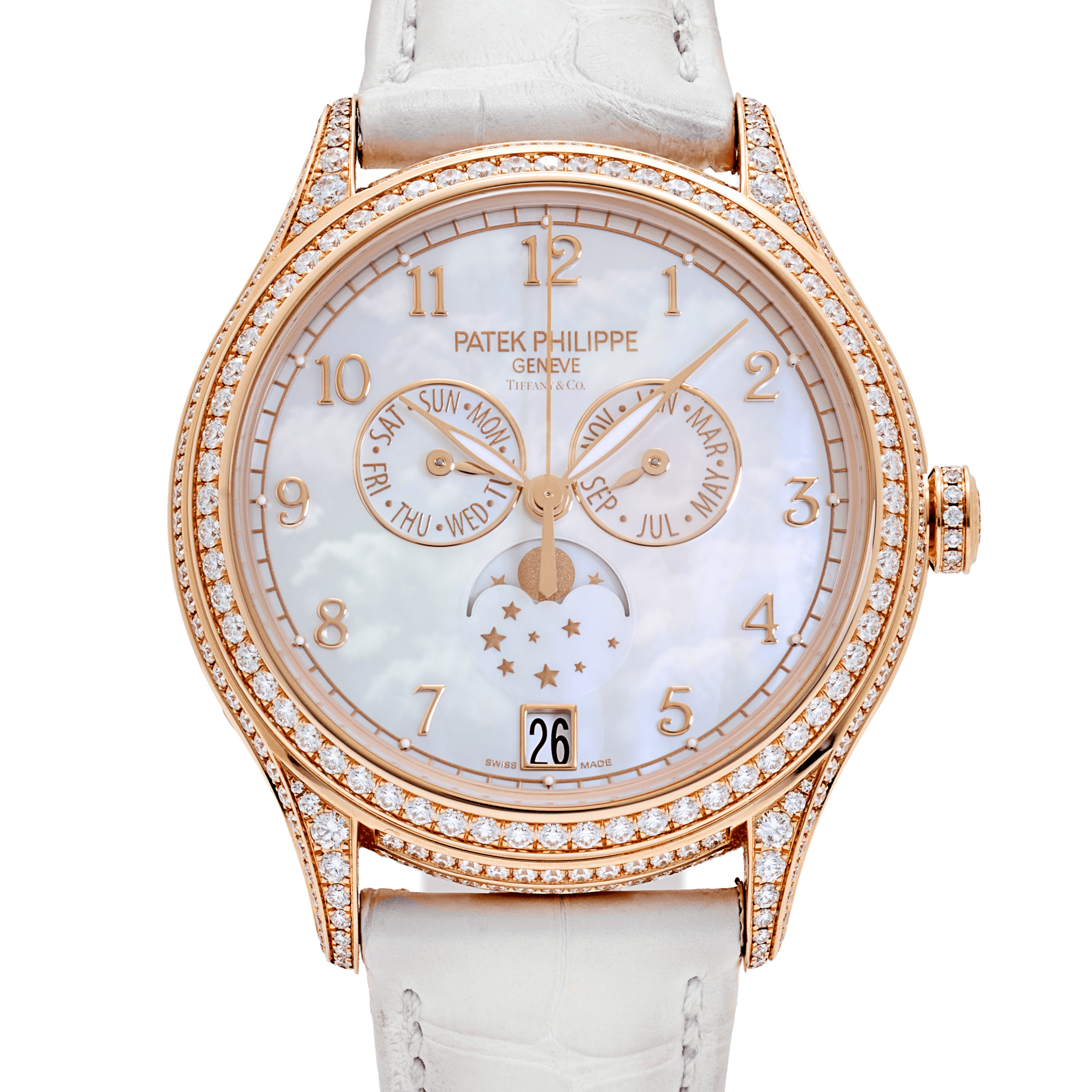 Patek Philippe Complications 4948R-001 'Tiffany & Co.' Ladies Annual Calendar Moon Phases Rose Gold Mother of Pearl Dial Diamond Bezel (2022)