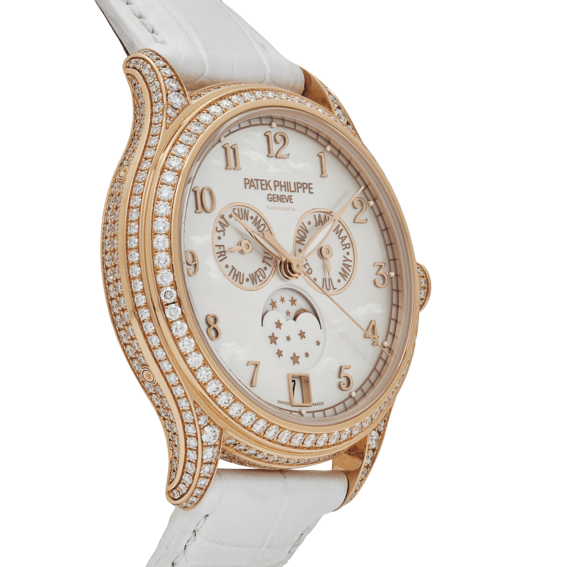 Patek Philippe Complications 4948R-001 'Tiffany & Co.' Ladies Annual Calendar Moon Phases Rose Gold Mother of Pearl Dial Diamond Bezel (2022)