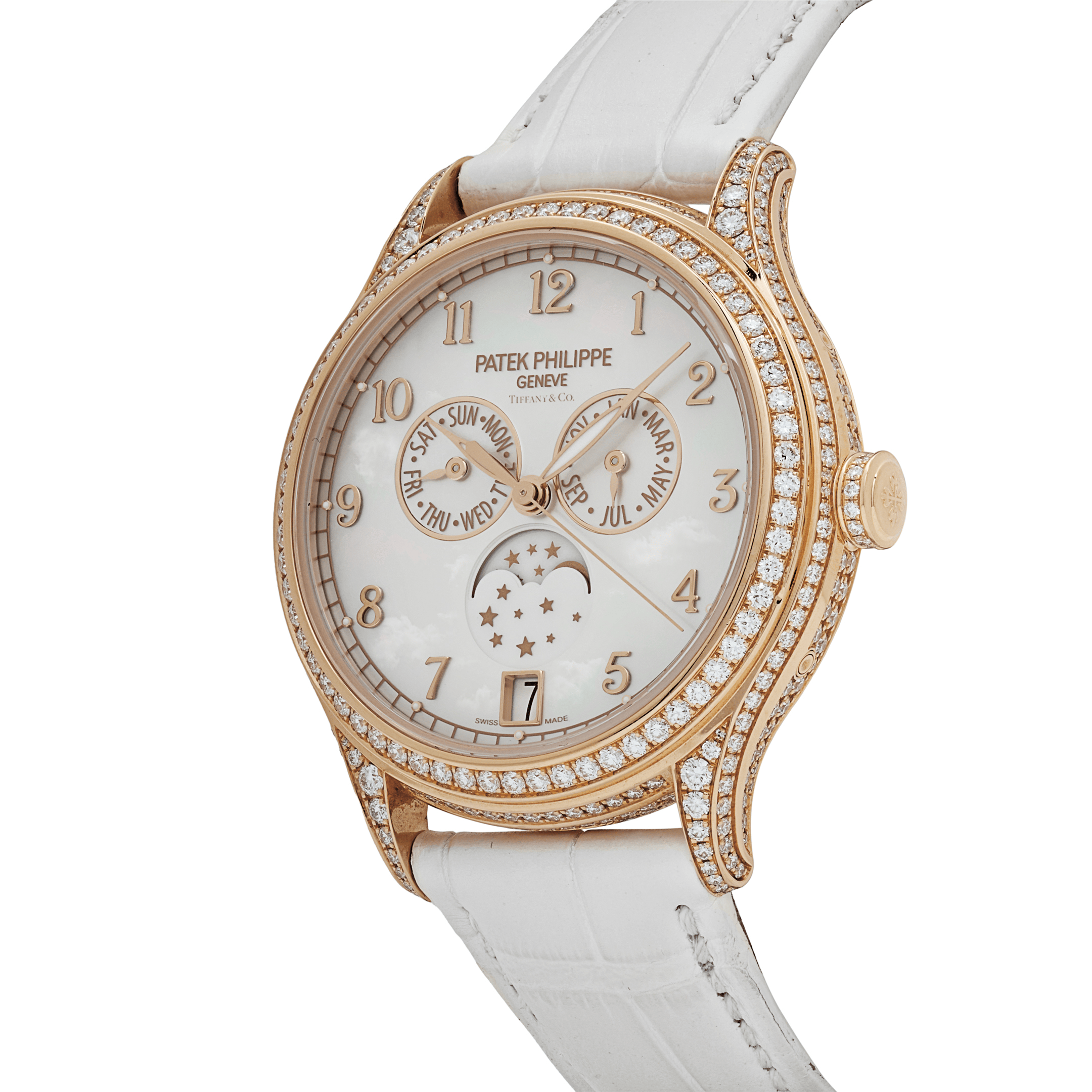 Patek Philippe Complications 4948R-001 'Tiffany & Co.' Ladies Annual Calendar Moon Phases Rose Gold Mother of Pearl Dial Diamond Bezel (2022)