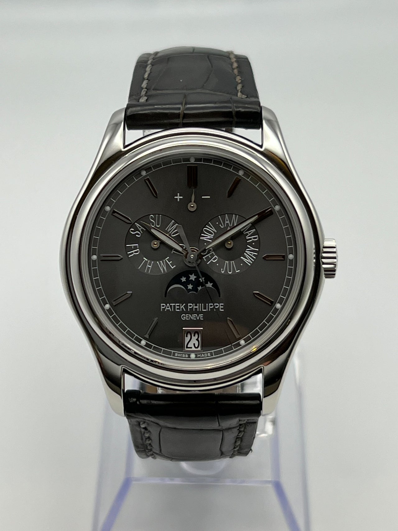 Patek Philippe Complications Annual Calendar Platinum Grey Dial 5146P-001 Wrist Aficionado