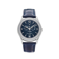 Thumbnail for Patek Philippe Complications Diamond Moon Phase White Gold Blue Dial 5147G-001 Wrist Aficionado