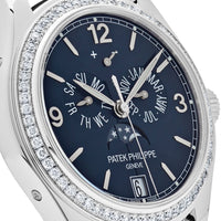 Thumbnail for Patek Philippe Complications Diamond Moon Phase White Gold Blue Dial 5147G-001 Wrist Aficionado